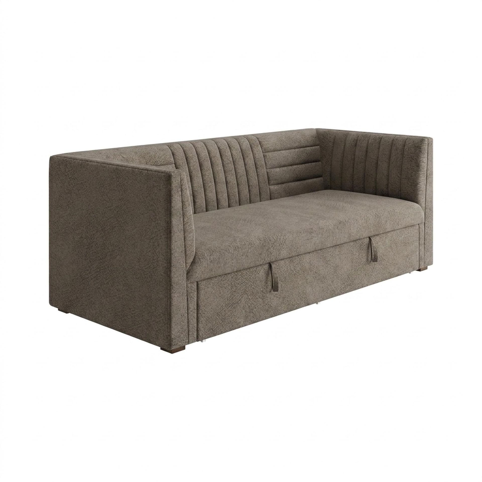 Hayden Home Premium Grove Gather Sofa Bed, Warm Cedar Legs, Essential Biscuit Upholstery