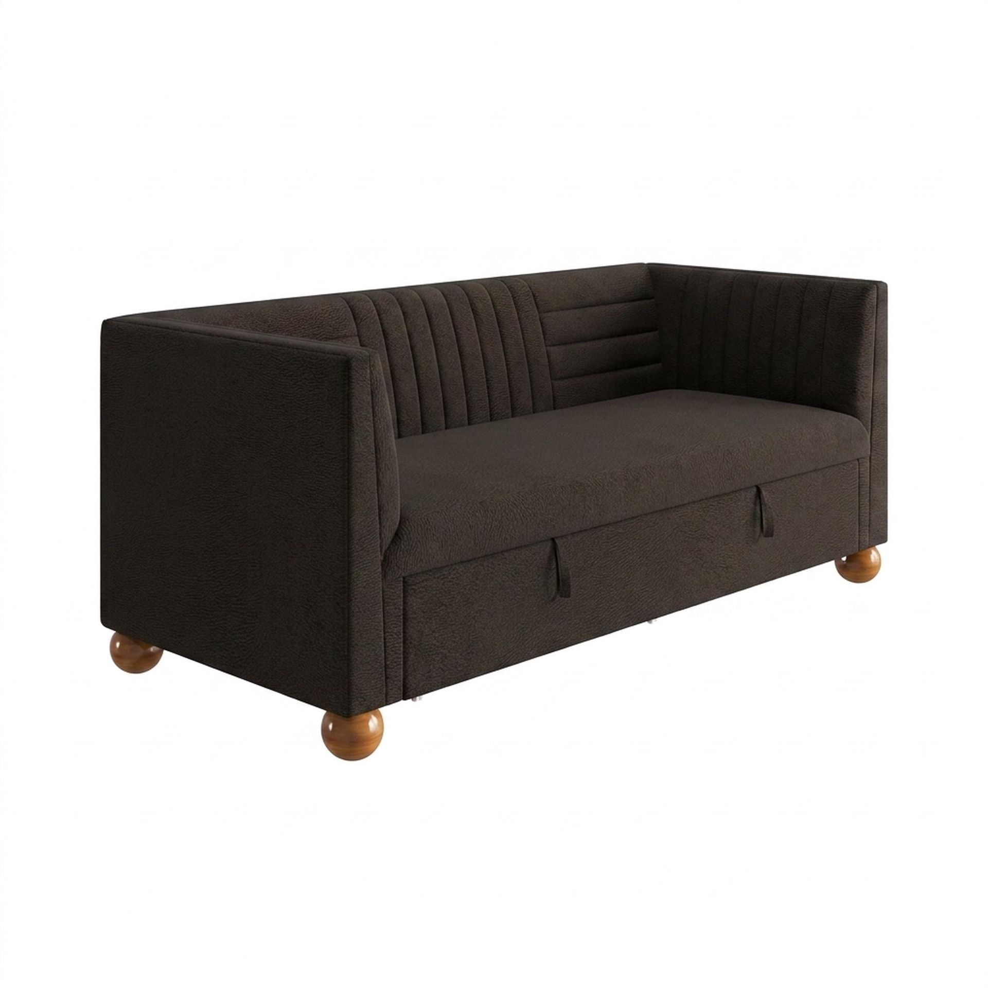 Hayden Home Premium Grove Gather Sofa Bed, Warm Cedar Legs, Essential Beige Brown Upholstery