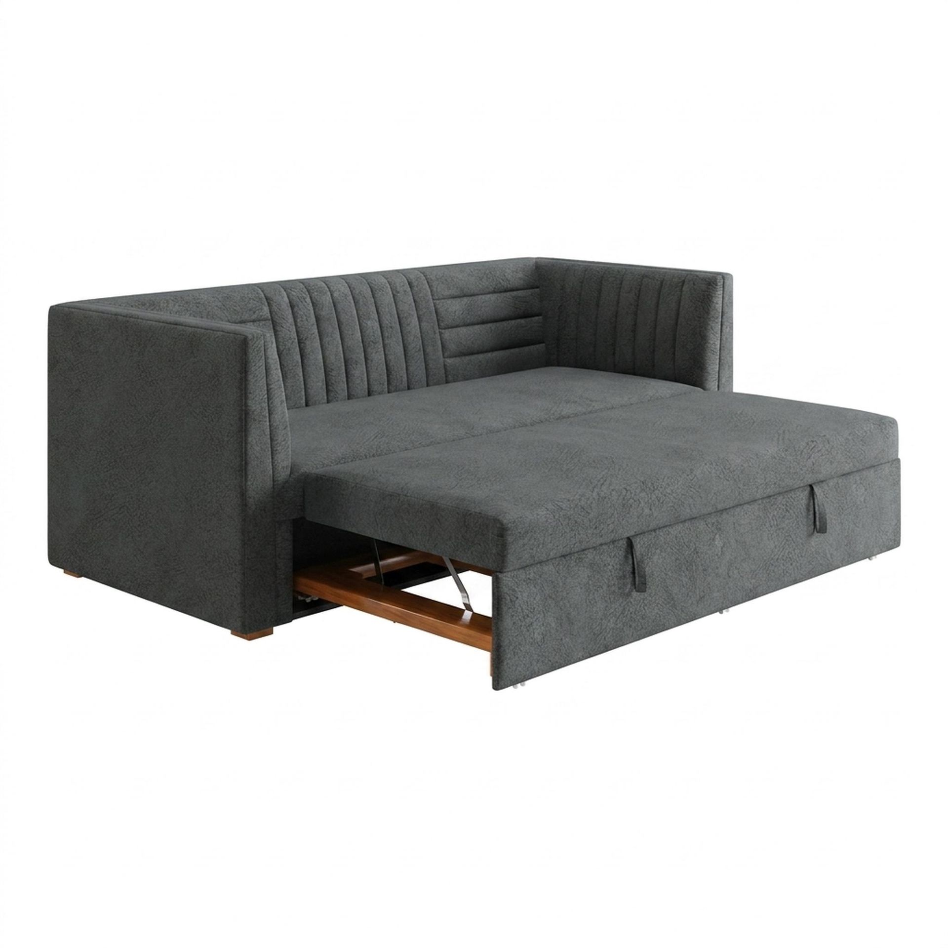 Hayden Home Premium Grove Gather Sofa Bed, Warm Cedar Legs, Essential Frost Upholstery
