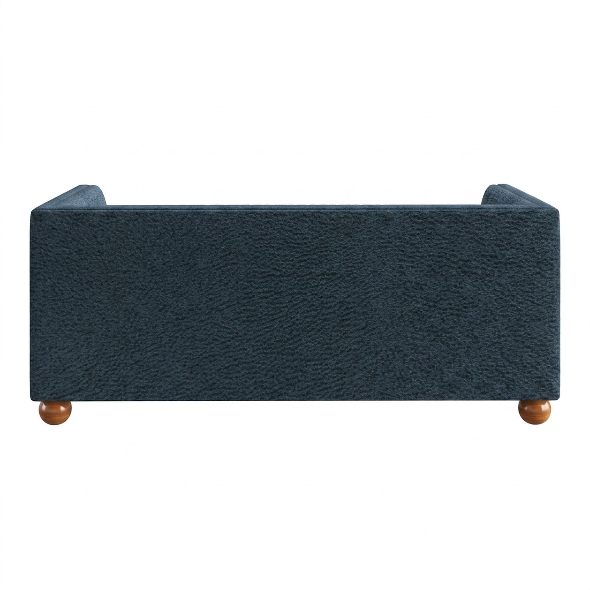 Hayden Home Premium Grove Gather Sofa Bed, Warm Cedar Legs, Essential Vintage Blue Upholstery