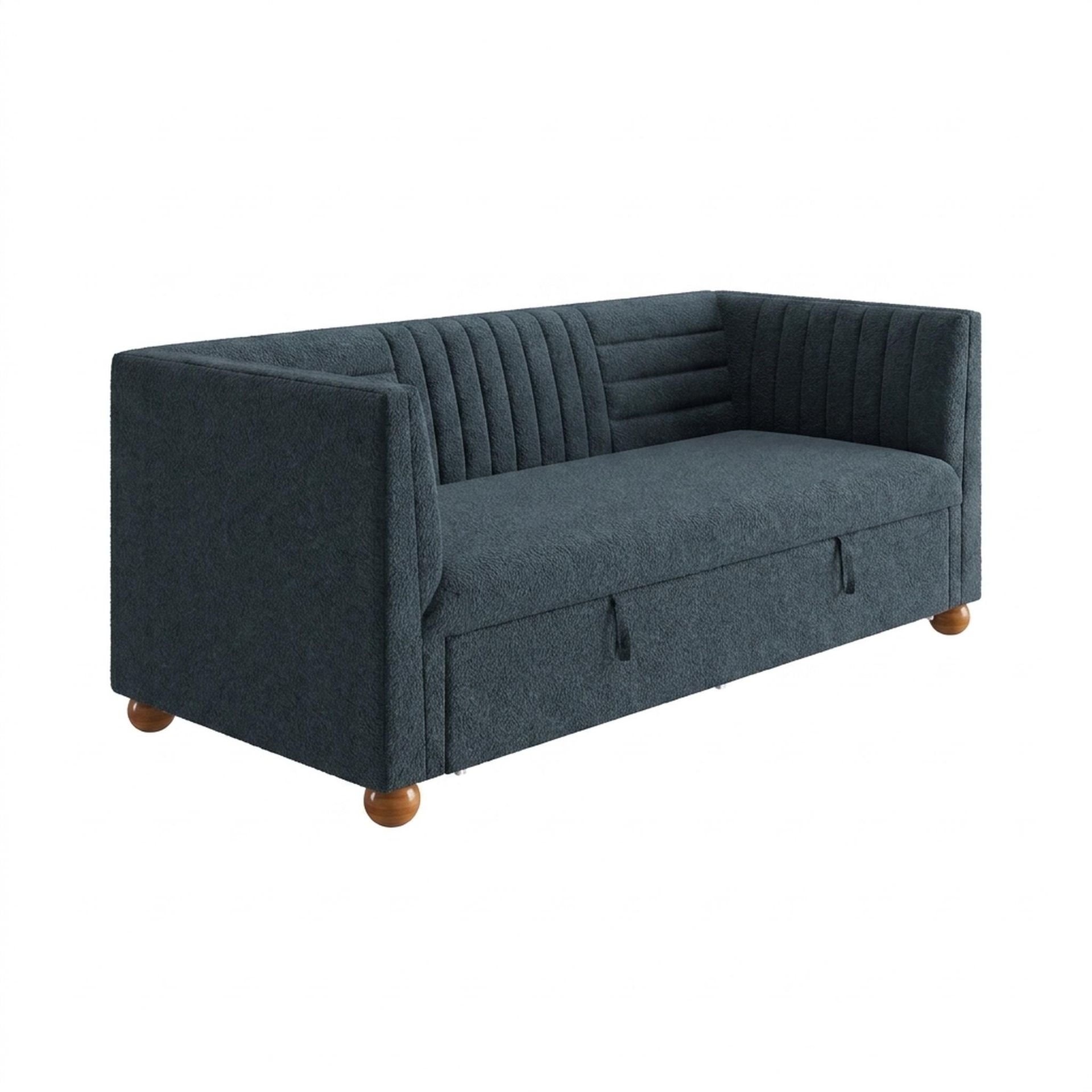 Hayden Home Premium Grove Gather Sofa Bed, Warm Cedar Legs, Essential Vintage Blue Upholstery