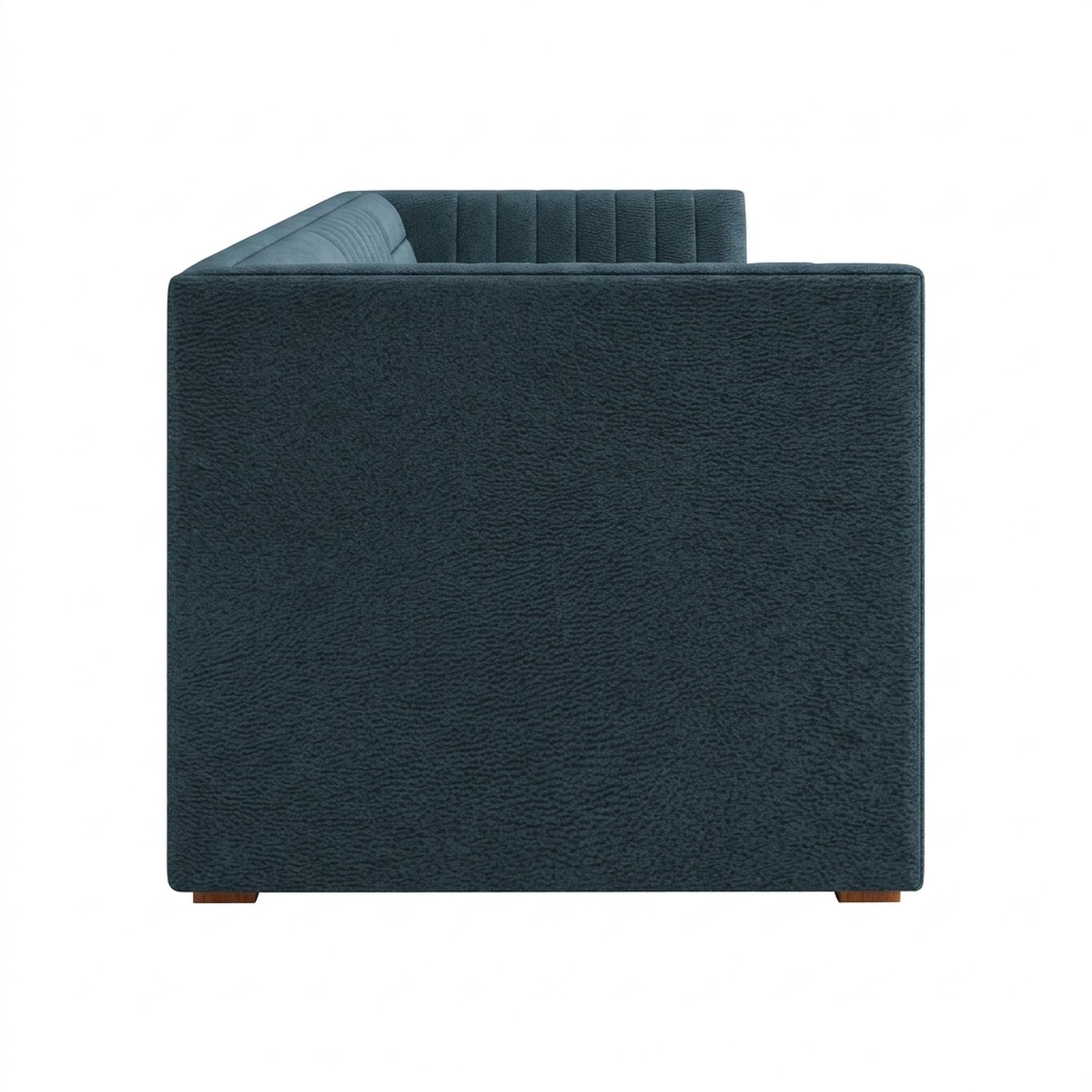 Hayden Home Premium Grove Gather Sofa Bed, Warm Cedar Legs, Essential Vintage Blue Upholstery