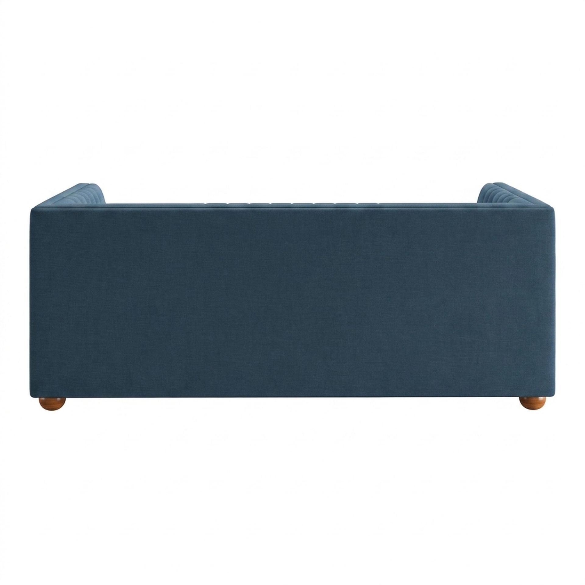 Hayden Home Premium Grove Gather Sofa Bed, Warm Cedar Legs, Essential Aegean Blue Upholstery