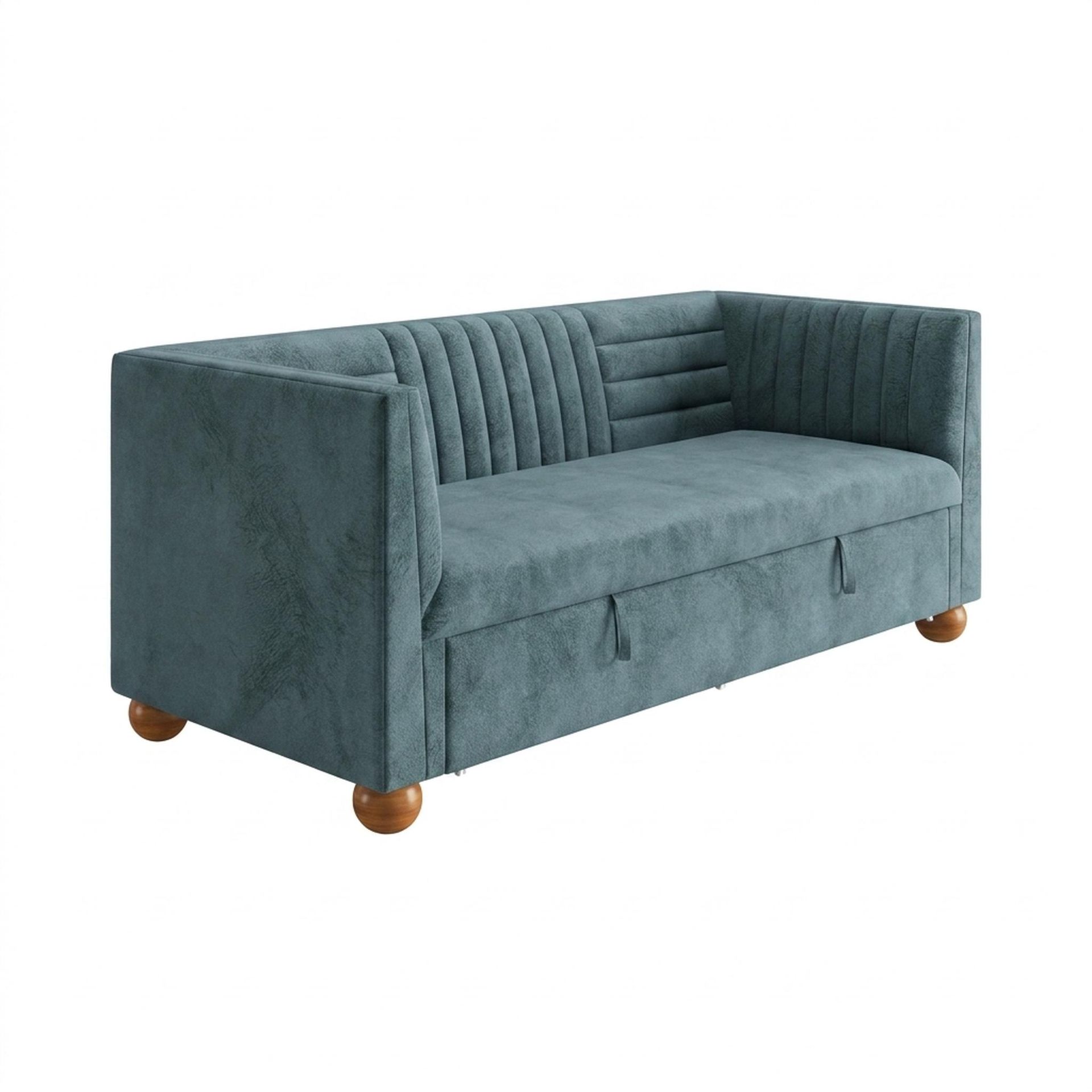 Hayden Home Premium Grove Gather Sofa Bed, Warm Cedar Legs, Essential Teal Mist Upholstery