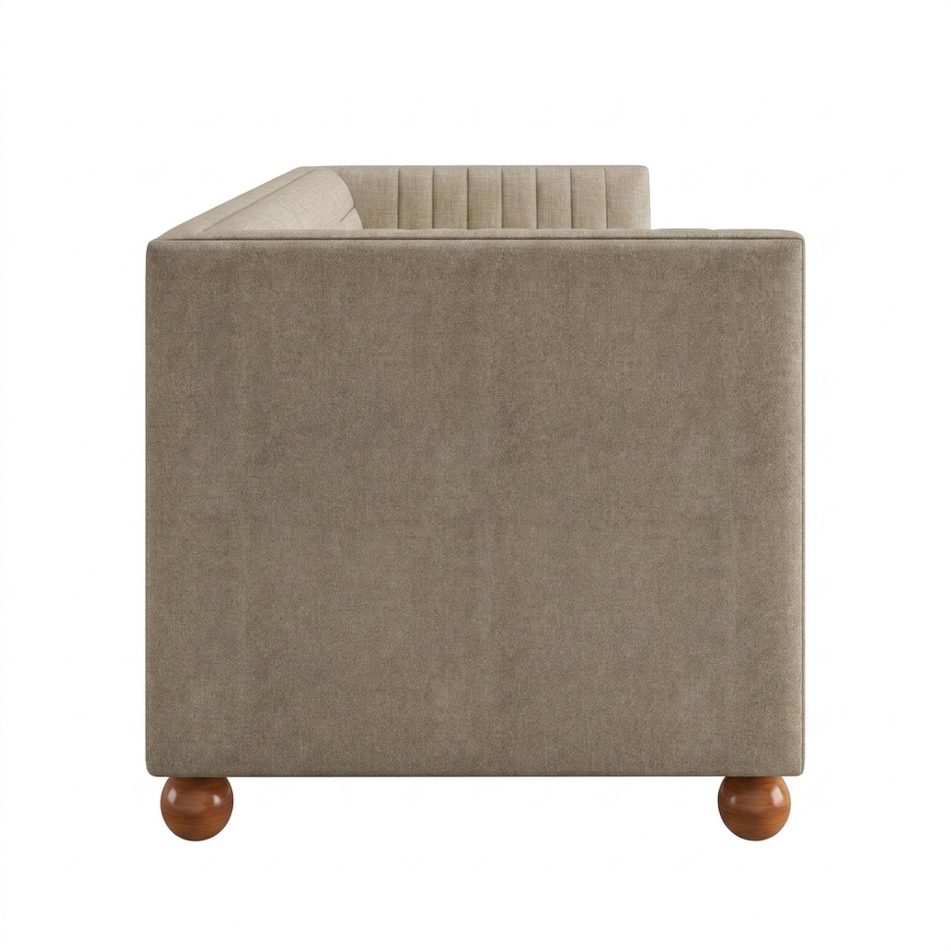 Hayden Home Premium Grove Gather Sofa Bed, Warm Cedar Legs, Premium Dusky Biege Upholstery