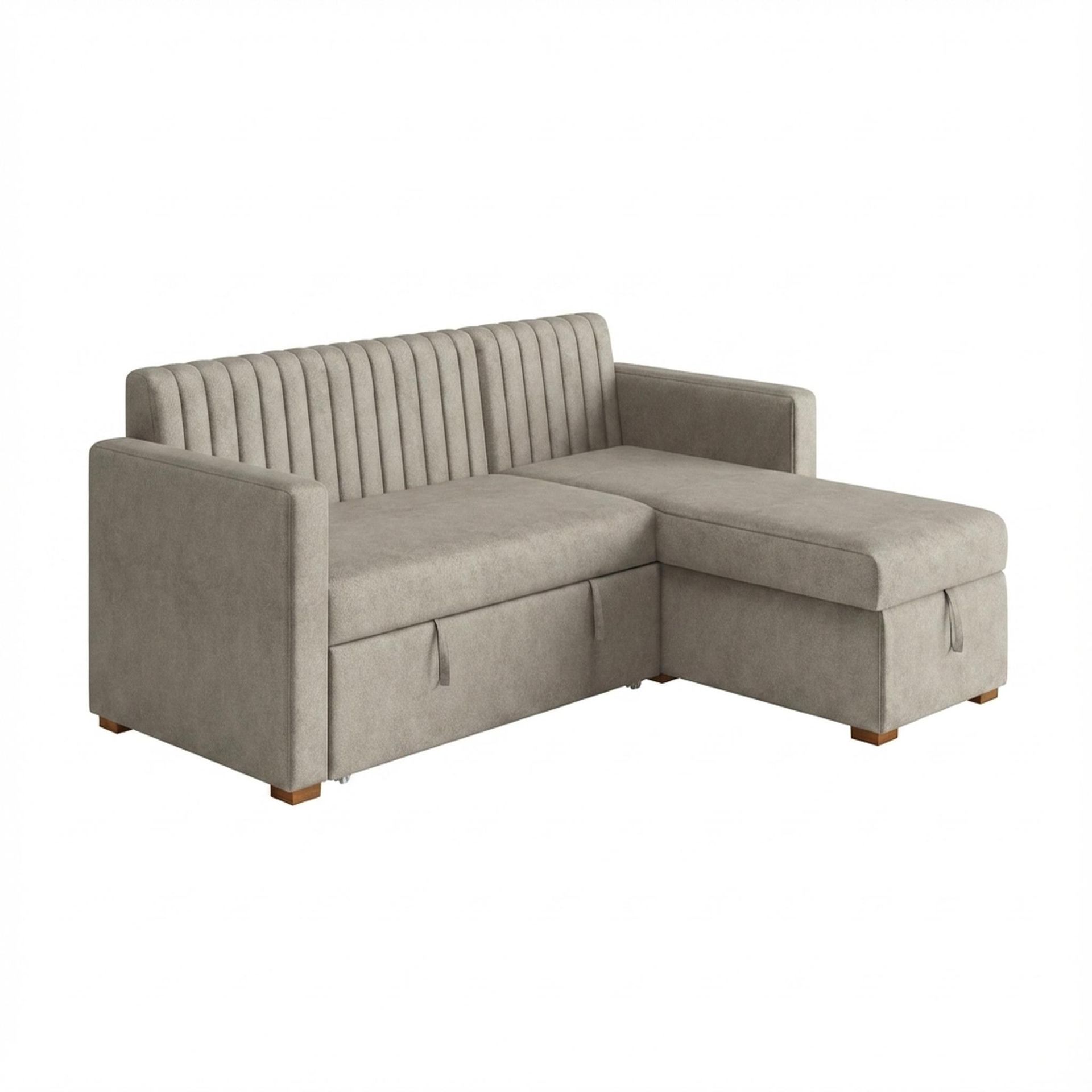 Hayden Home Premium Grove Paradise Sofa Bed, Warm Cedar Legs, Essential Bone Upholstery