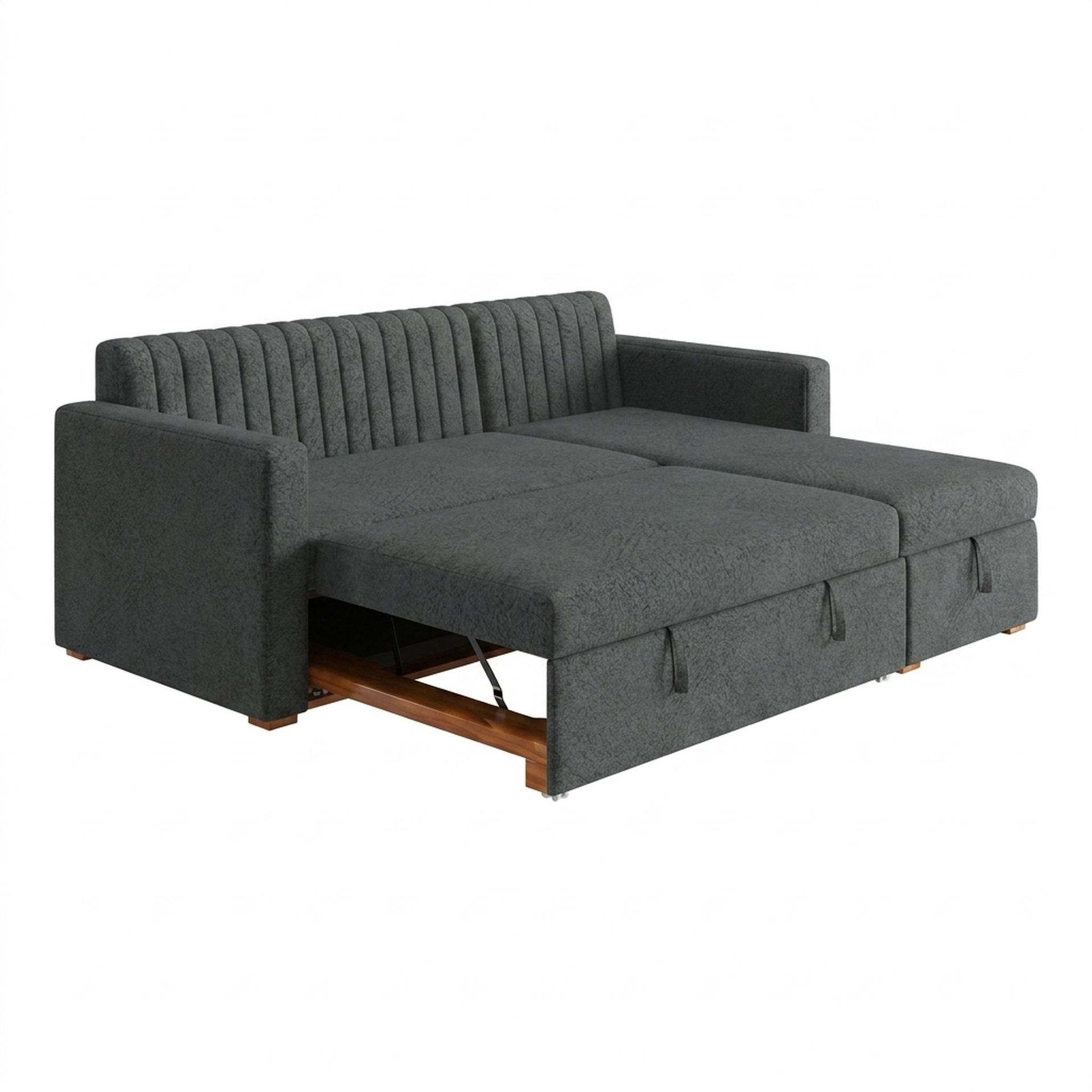 Hayden Home Premium Grove Paradise Sofa Bed, Warm Cedar Legs, Essential Frost Upholstery