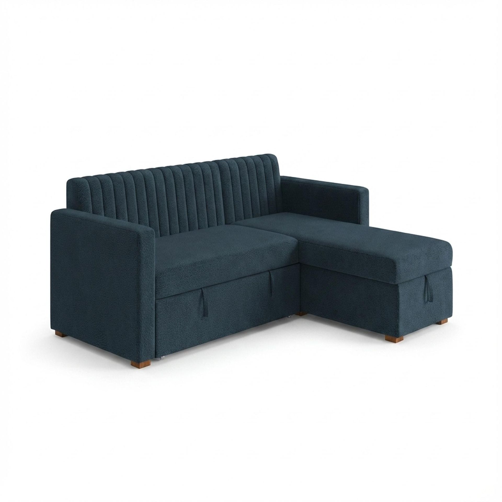 Hayden Home Premium Grove Paradise Sofa Bed, Warm Cedar Legs, Essential Vintage Blue Upholstery