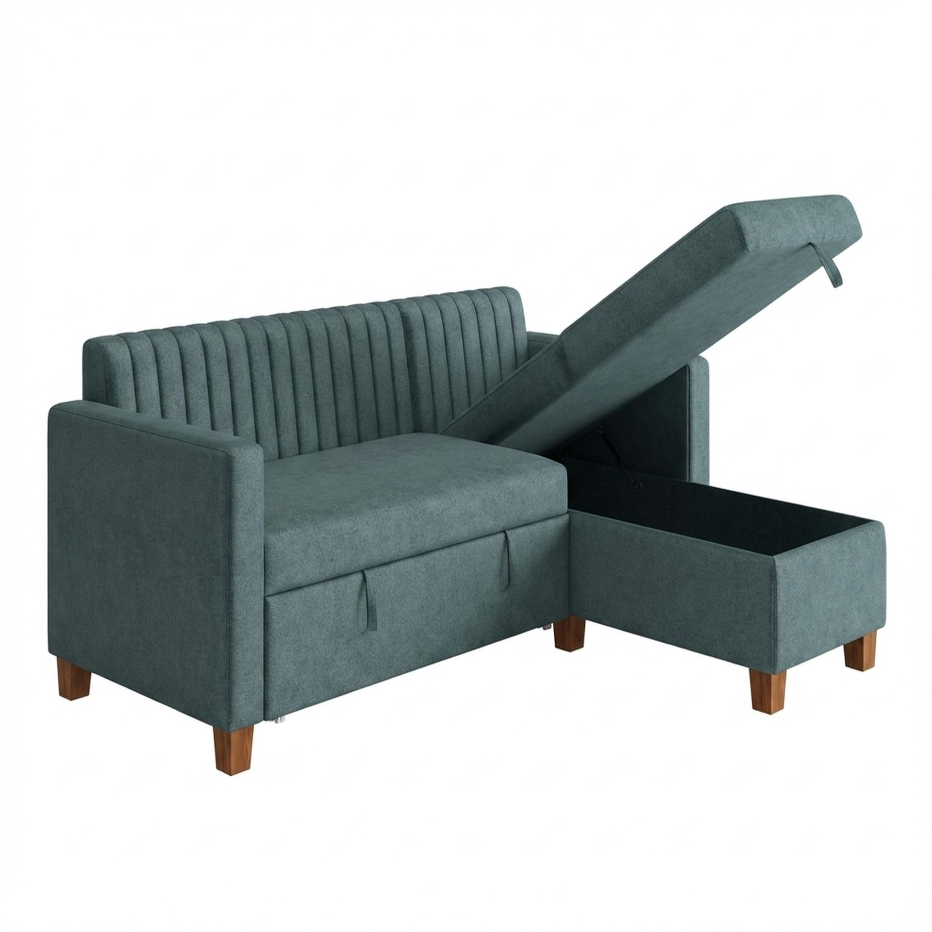 Hayden Home Premium Grove Paradise Sofa Bed, Warm Cedar Legs, Essential Teal Mist Upholstery