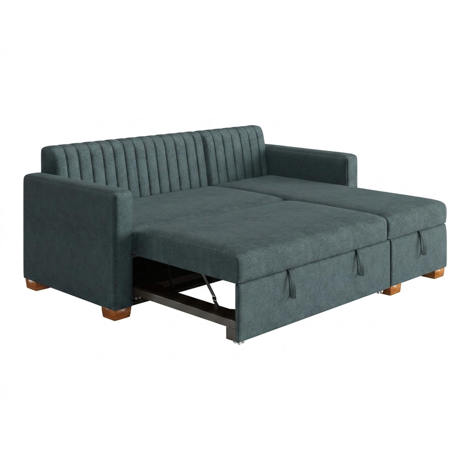 Hayden Home Premium Grove Paradise Sofa Bed, Warm Cedar Legs, Essential Teal Mist Upholstery