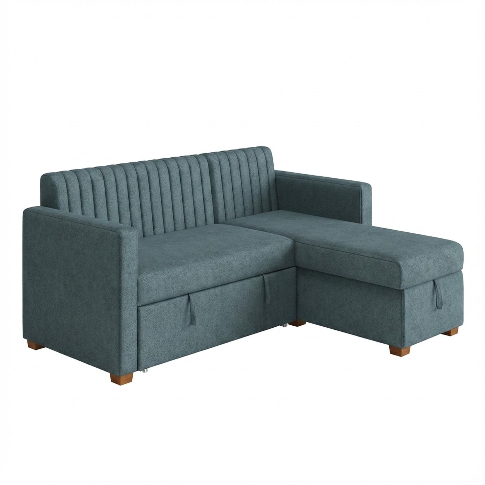 Hayden Home Premium Grove Paradise Sofa Bed, Warm Cedar Legs, Essential Teal Mist Upholstery