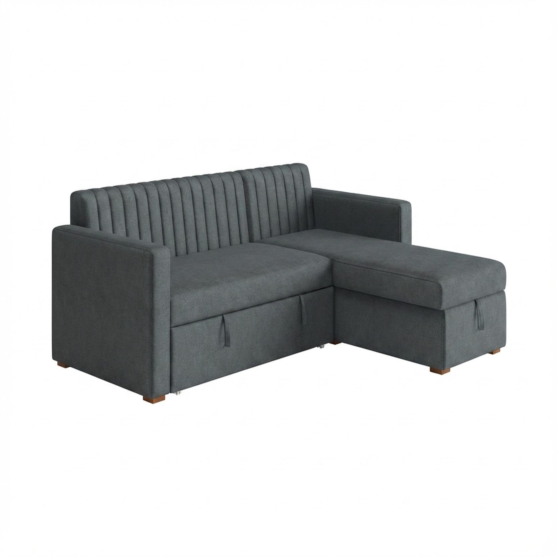 Hayden Home Premium Grove Paradise Sofa Bed, Warm Cedar Legs, Premium Steel Grey Upholstery