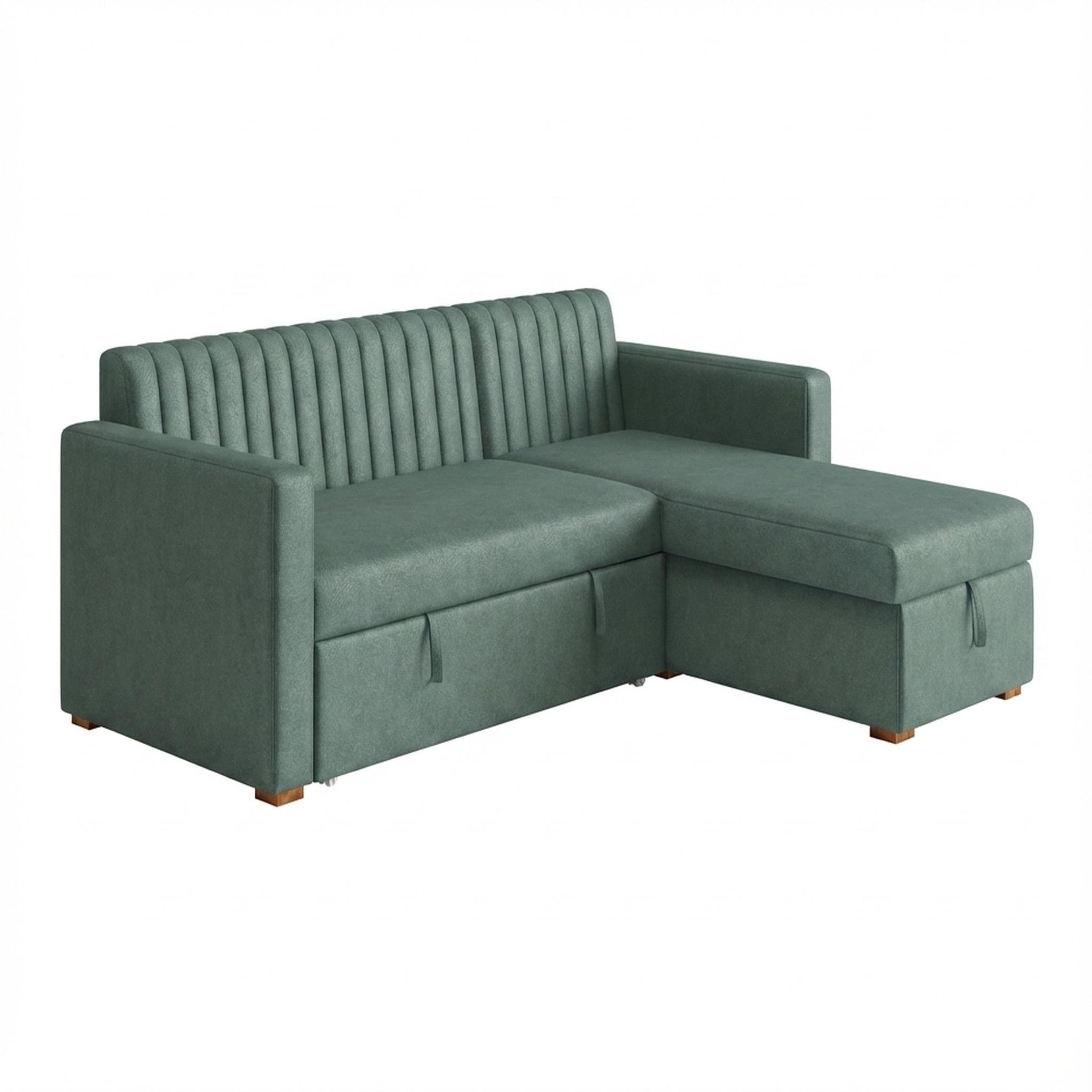 Hayden Home Premium Grove Paradise Sofa Bed, Warm Cedar Legs, Premium Mint Green Upholstery