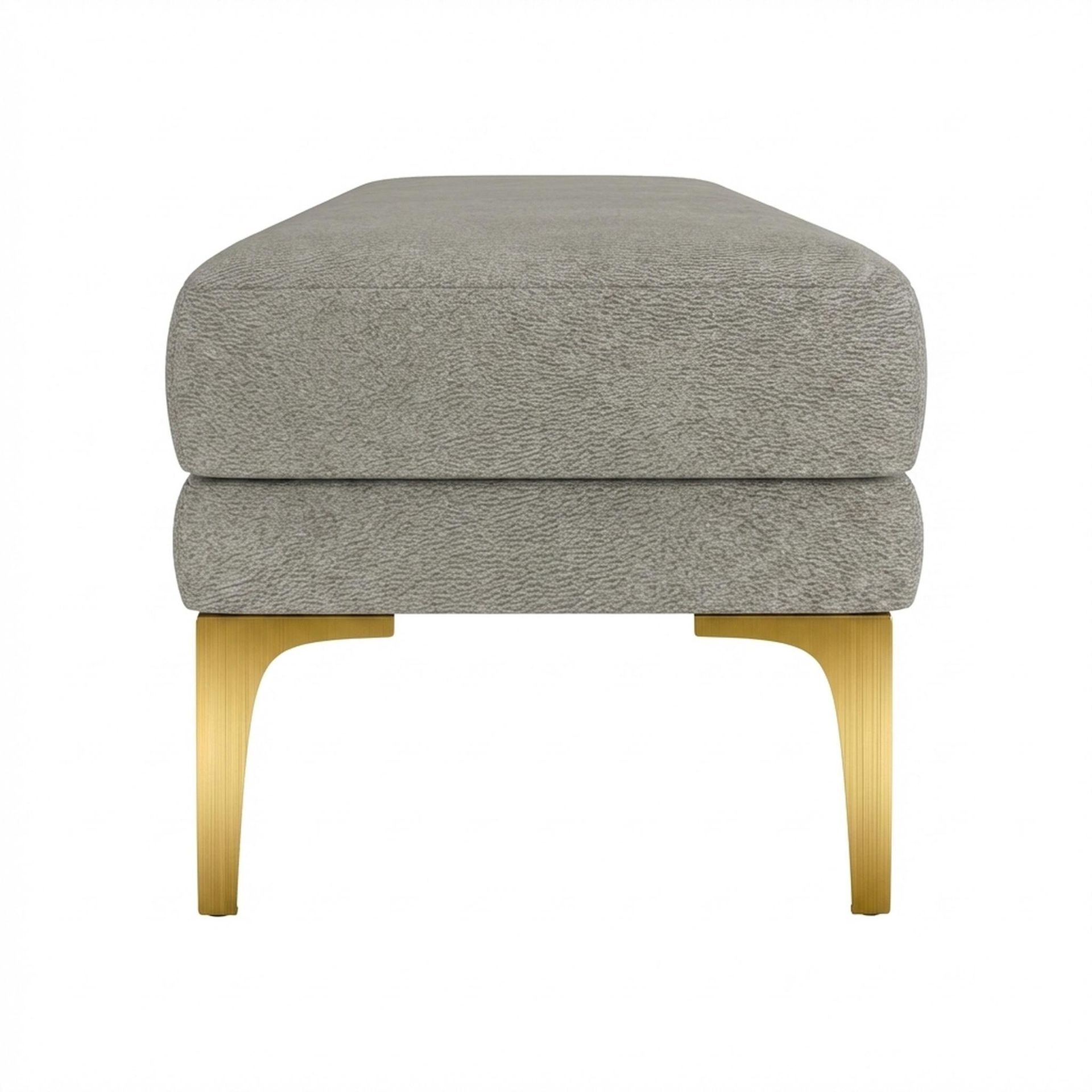 Hayden Home Premium Grove Retreat Bench, PVD Brushed Gold Legs, Essential Bone Upholstery