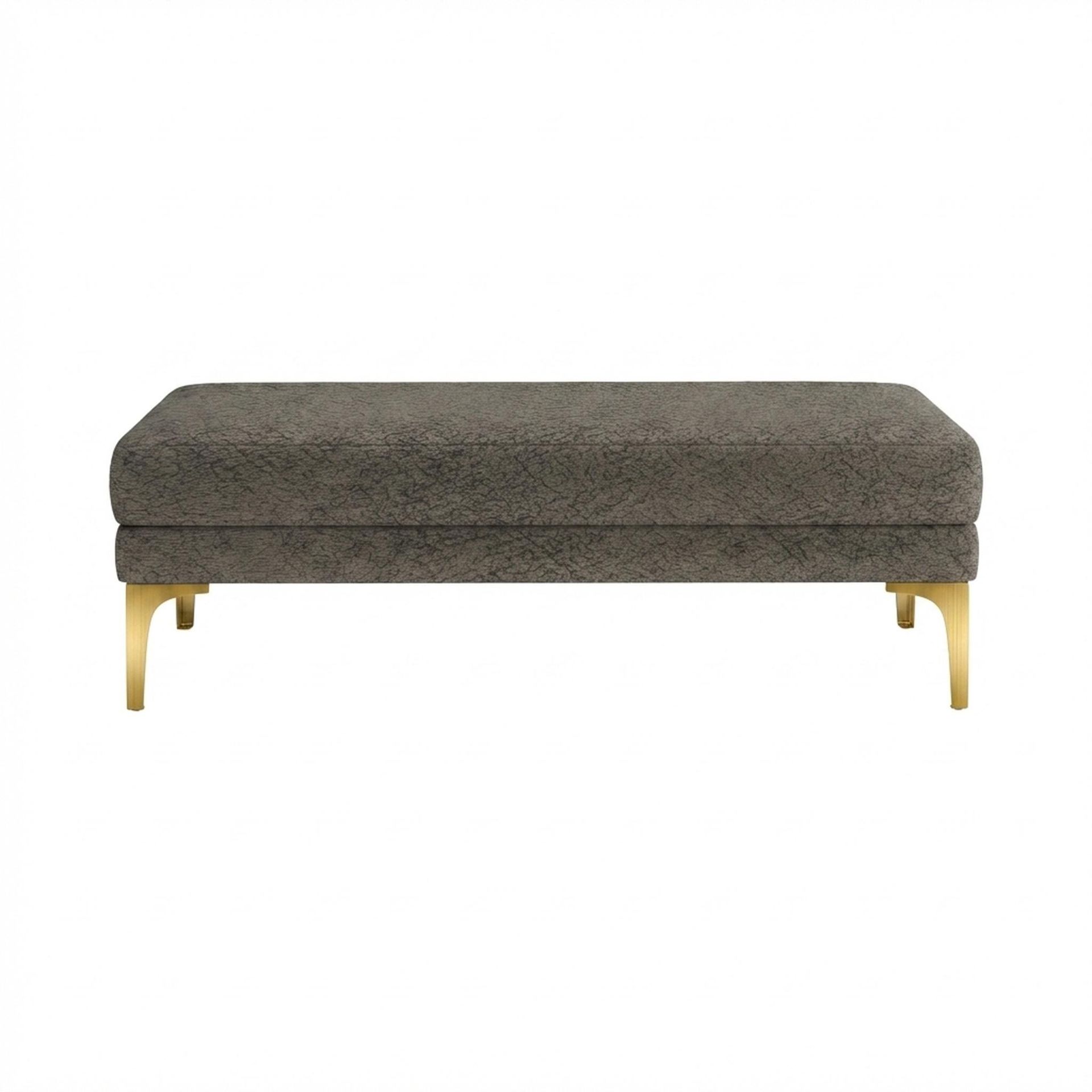 Hayden Home Premium Grove Retreat Bench, PVD Brushed Gold Legs, Essential Biscuit Upholstery