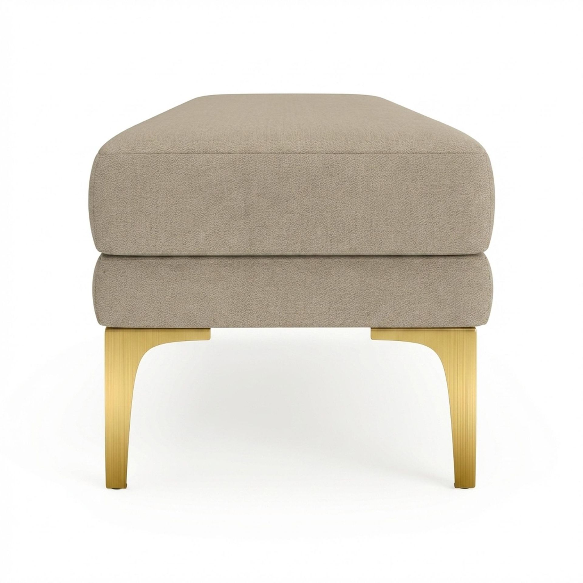 Hayden Home Premium Grove Retreat Bench, PVD Brushed Gold Legs, Premium Alabaster Upholstery