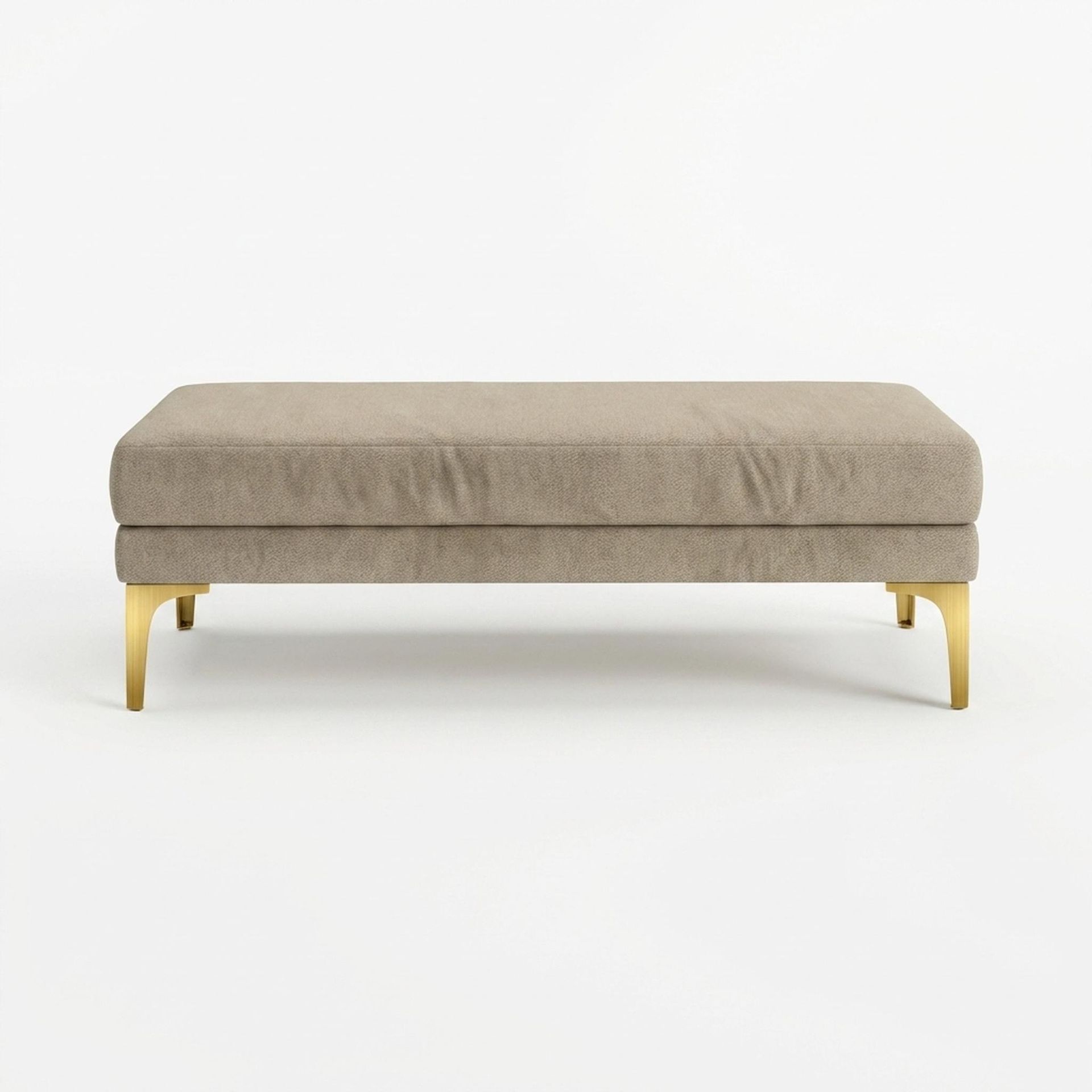 Hayden Home Premium Grove Retreat Bench, PVD Brushed Gold Legs, Premium Alabaster Upholstery