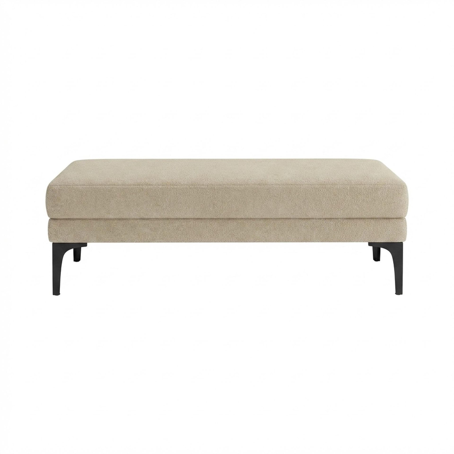 Hayden Home Premium Grove Retreat Bench, Matt Black Legs, Essential Sand Upholstery