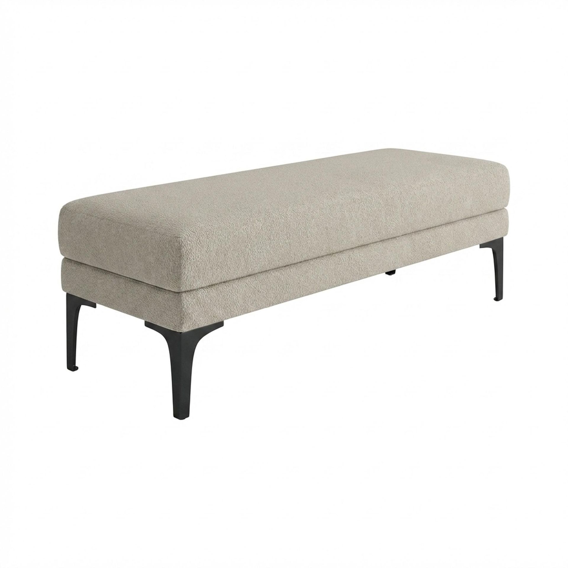 Hayden Home Premium Grove Retreat Bench, Matt Black Legs, Essential Bone Upholstery