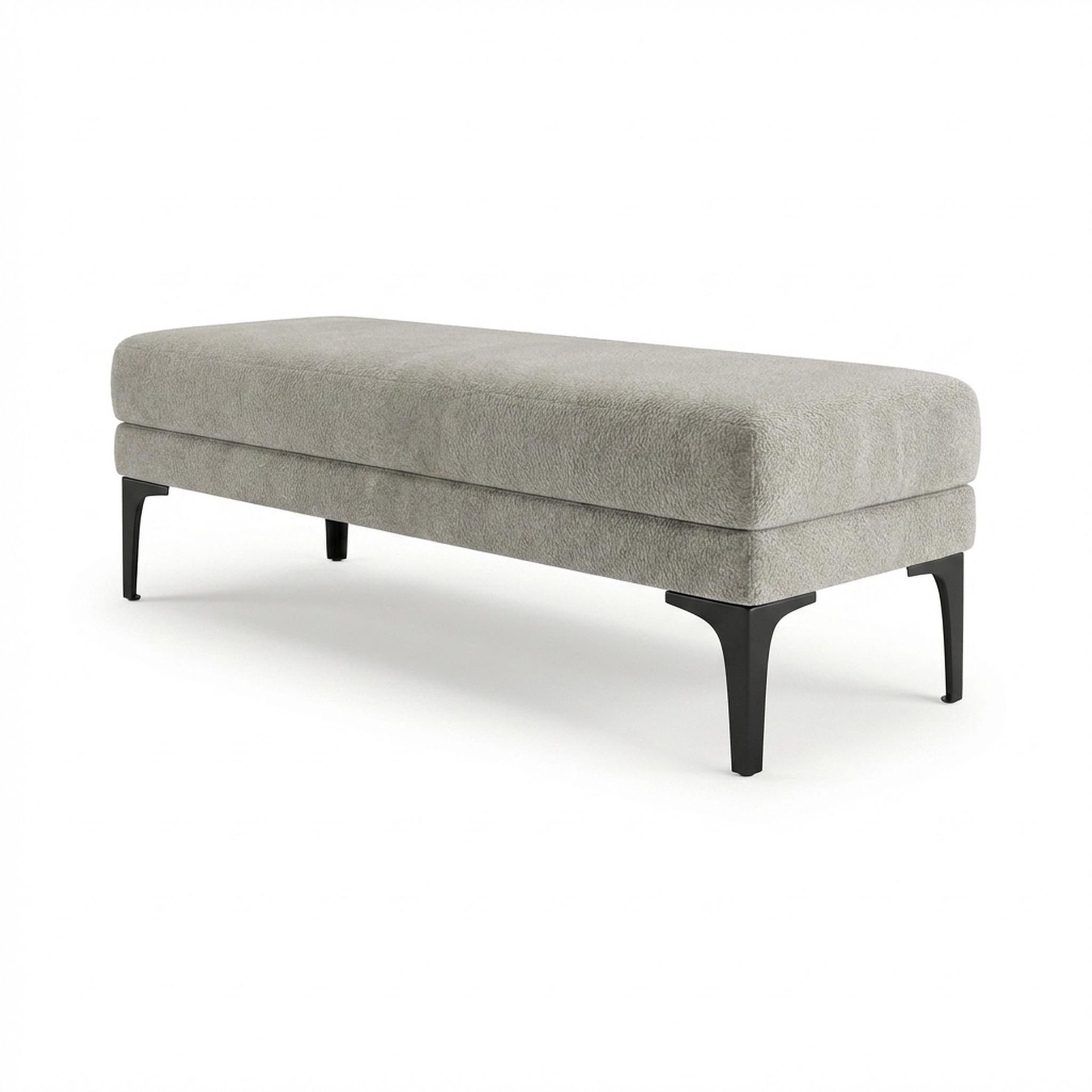 Hayden Home Premium Grove Retreat Bench, Matt Black Legs, Essential Bone Upholstery