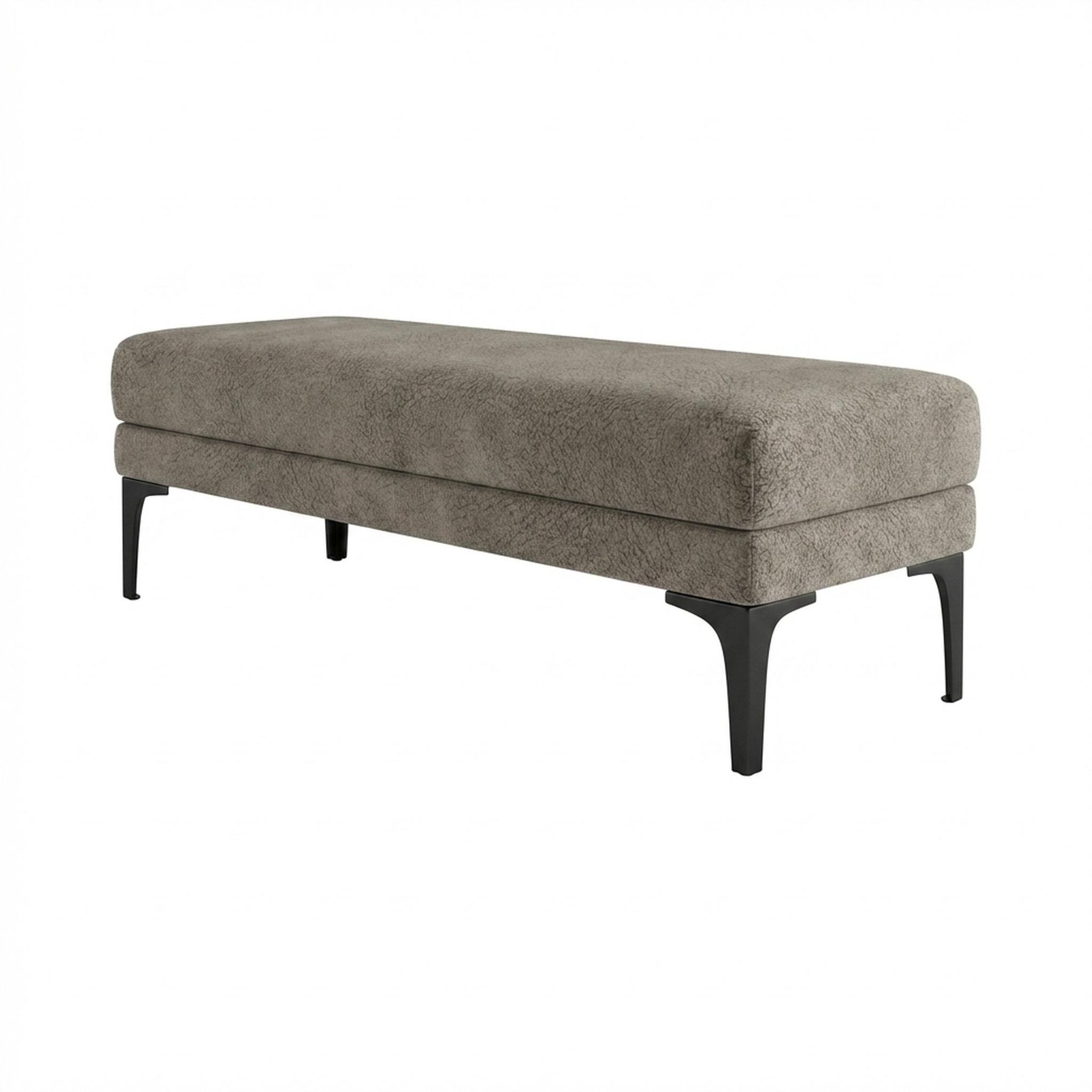 Hayden Home Premium Grove Retreat Bench, Matt Black Legs, Essential Biscuit Upholstery