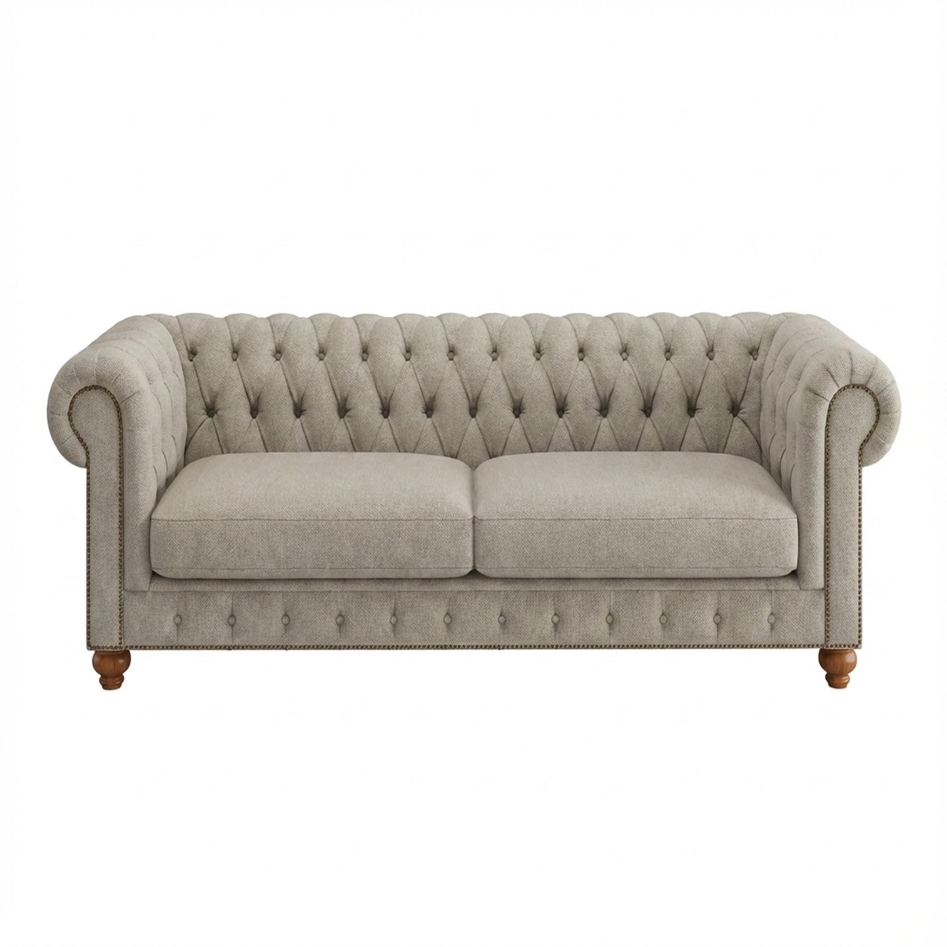 Hayden Home Premium Cambridge 3 Seater Sofa, Warm Cedar Leg, Essential Bone Upholstery