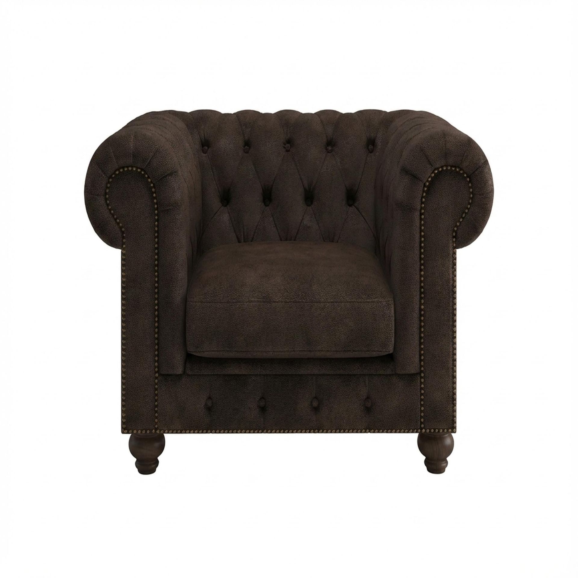 Hayden Home Premium Cambridge 1 Seater Sofa, Coco Walnut Leg, Essential Beige Brown Upholstery