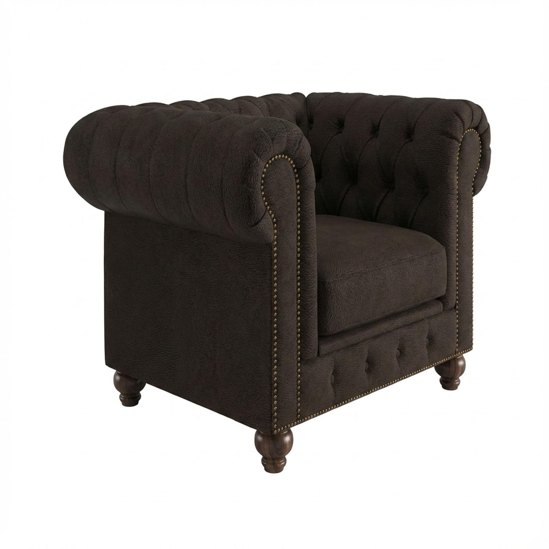 Hayden Home Premium Cambridge 1 Seater Sofa, Coco Walnut Leg, Essential Beige Brown Upholstery