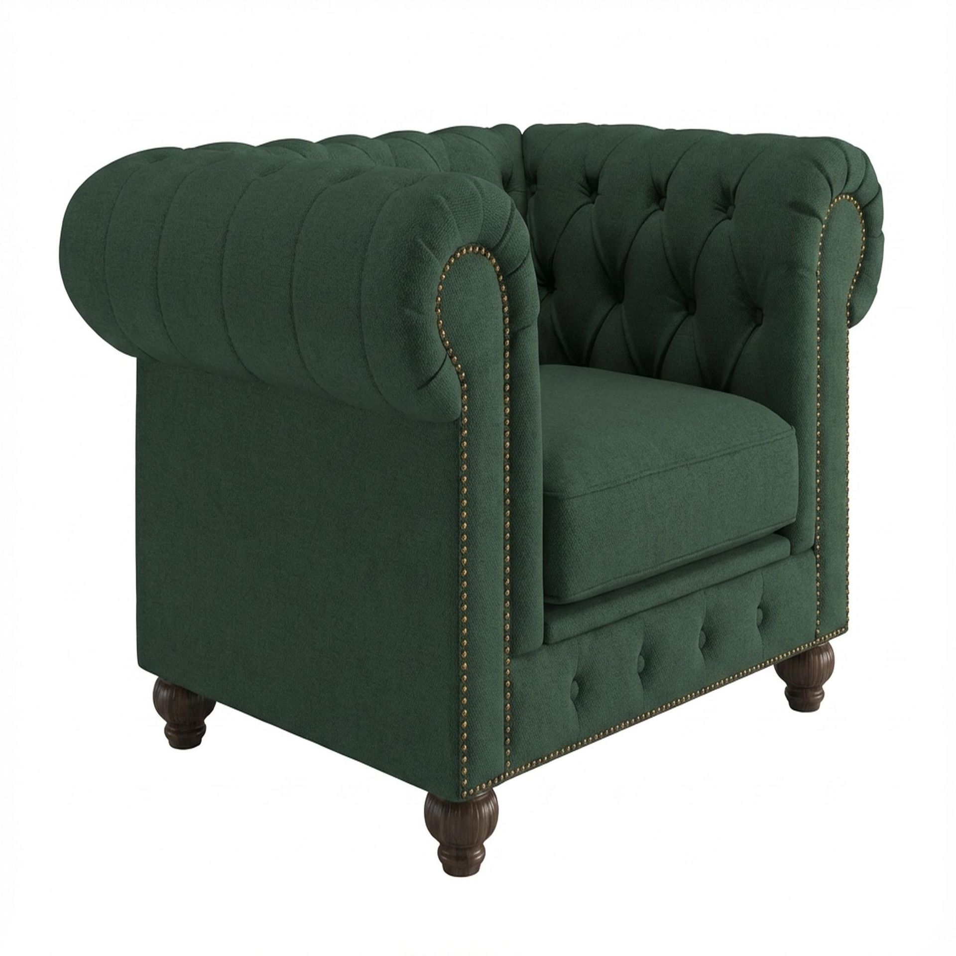 Hayden Home Premium Cambridge 1 Seater Sofa, Coco Walnut Leg, Premium Powder Green Upholstery