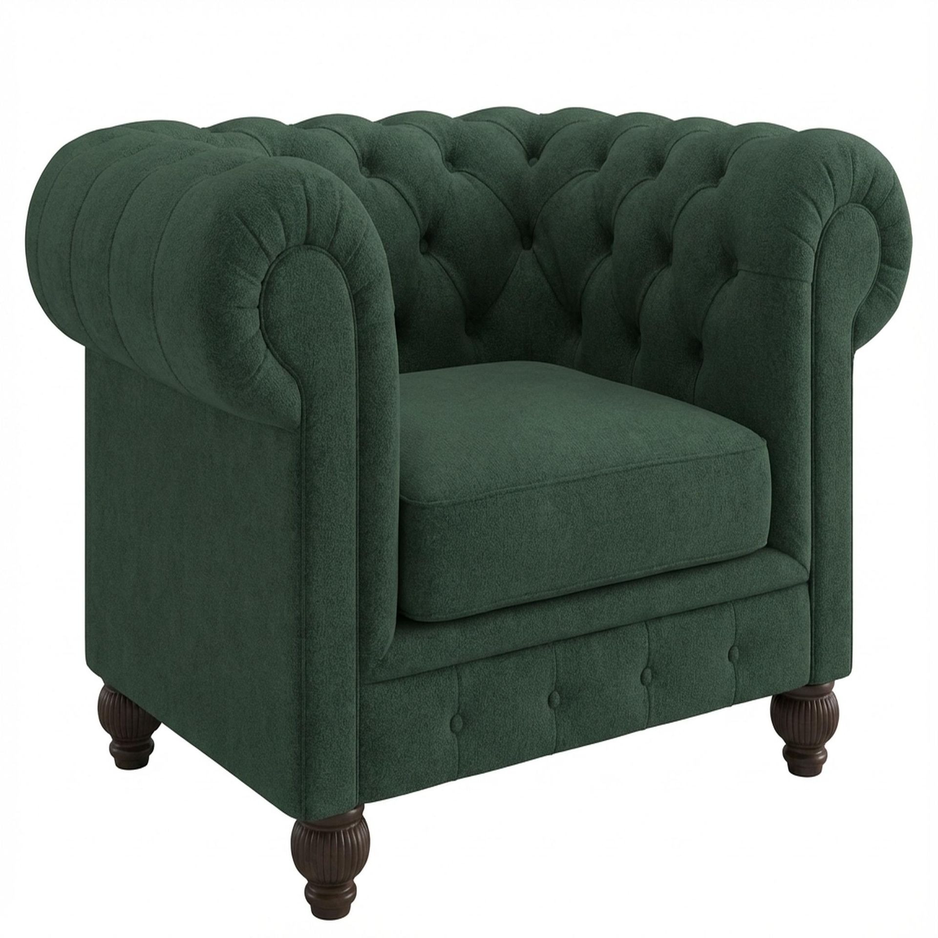 Hayden Home Premium Cambridge 1 Seater Sofa, Coco Walnut Leg, Premium Powder Green Upholstery