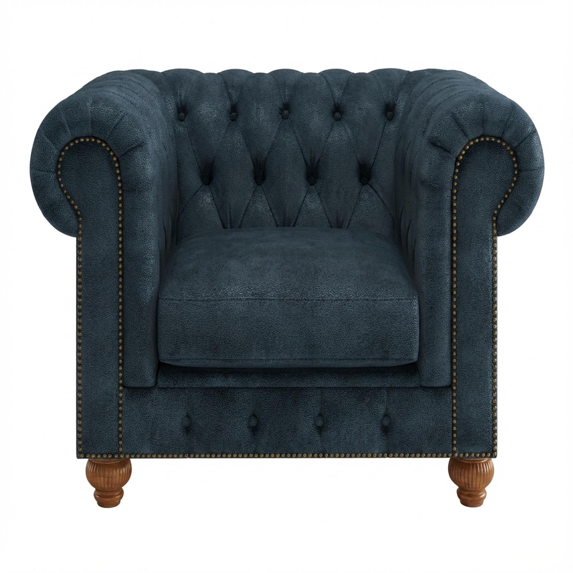 Hayden Home Premium Cambridge 1 Seater Sofa, Warm Cedar Leg, Essential Vintage Blue Upholstery