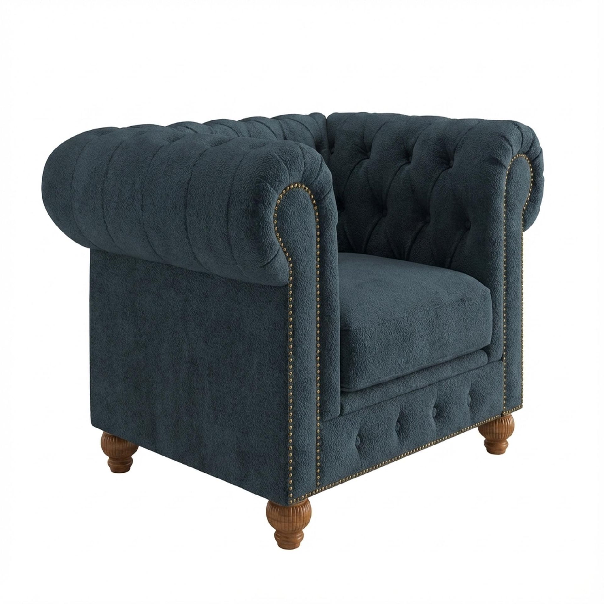Hayden Home Premium Cambridge 1 Seater Sofa, Warm Cedar Leg, Essential Vintage Blue Upholstery