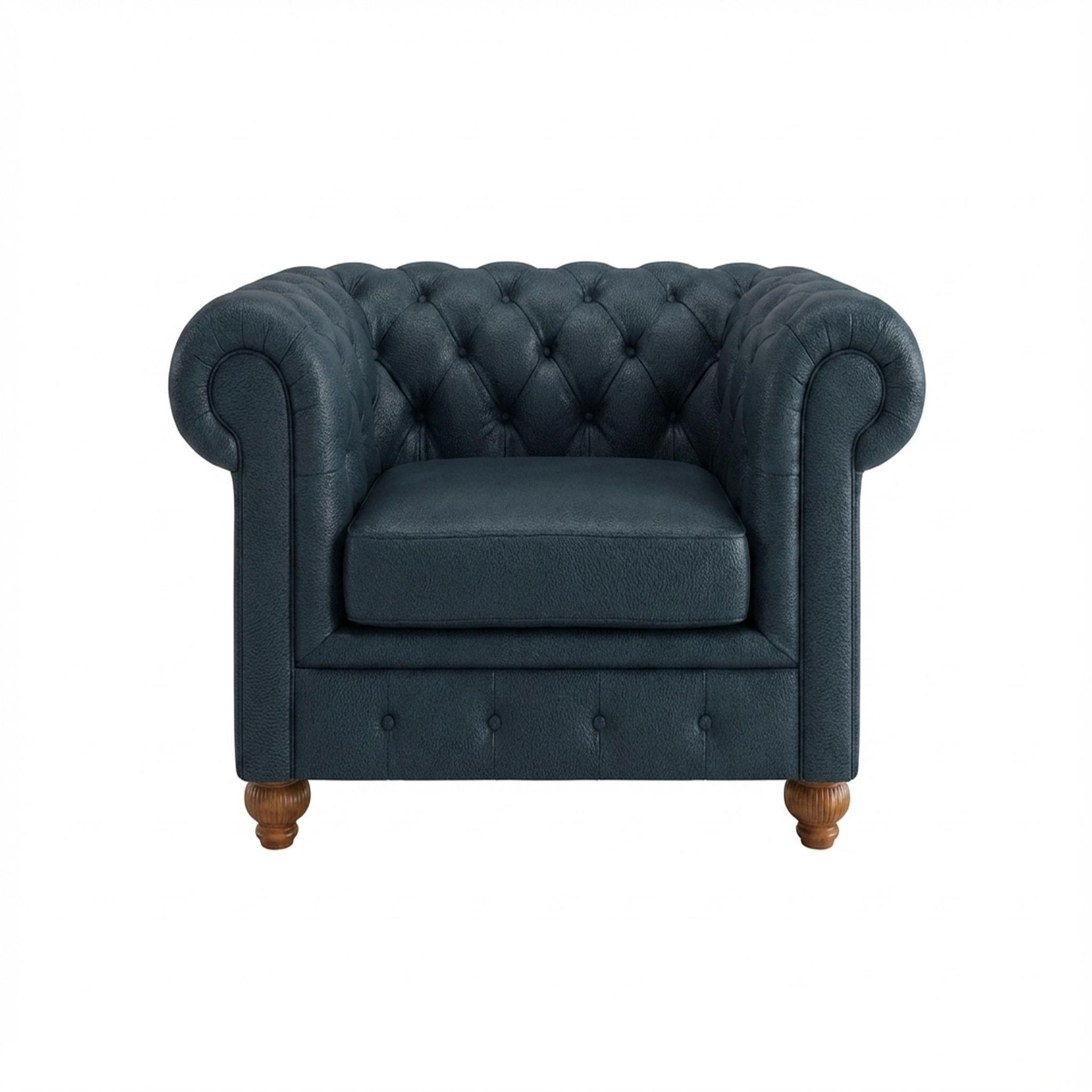 Hayden Home Premium Cambridge 1 Seater Sofa, Warm Cedar Leg, Essential Vintage Blue Upholstery
