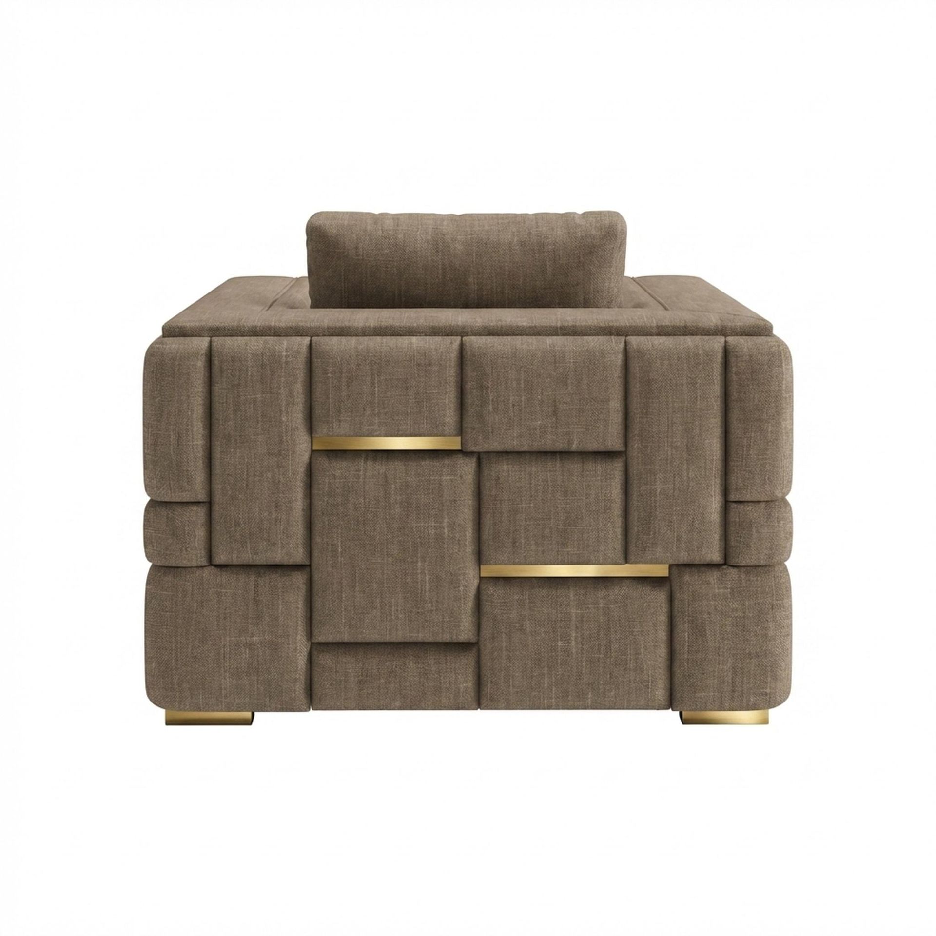 Hayden Home Premium Dubai 1 Seater Sofa, PVD Brushed Gold Leg, Premium Dusky Biege Upholstery