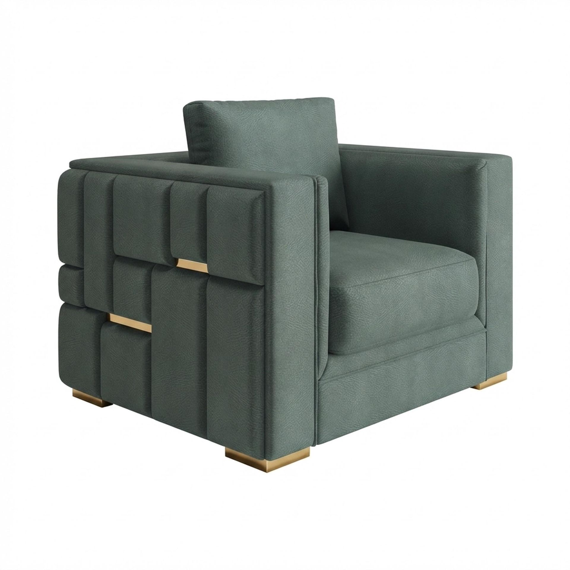 Hayden Home Premium Dubai 1 Seater Sofa, PVD Brushed Gold Leg, Premium Mint Green Upholstery