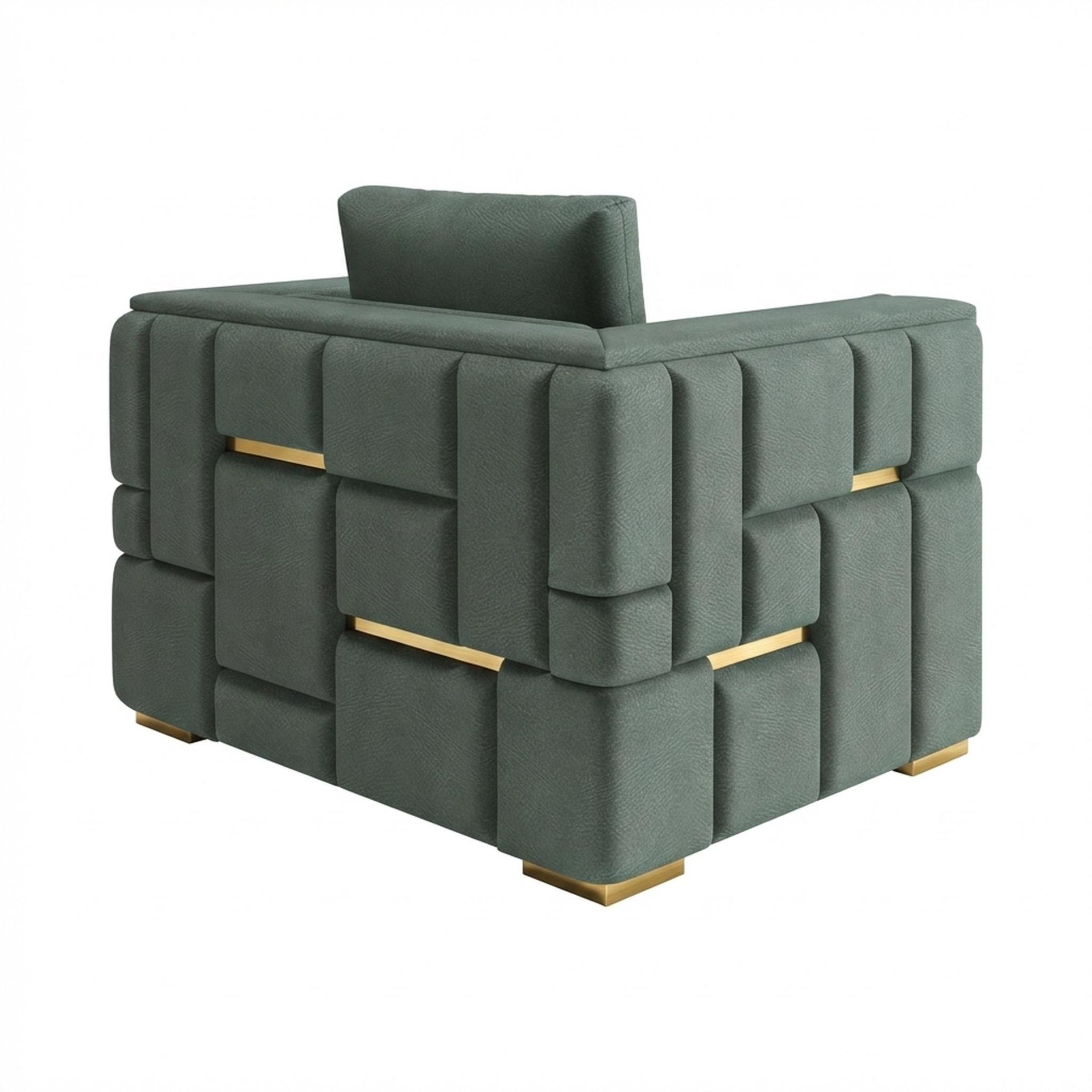 Hayden Home Premium Dubai 1 Seater Sofa, PVD Brushed Gold Leg, Premium Mint Green Upholstery