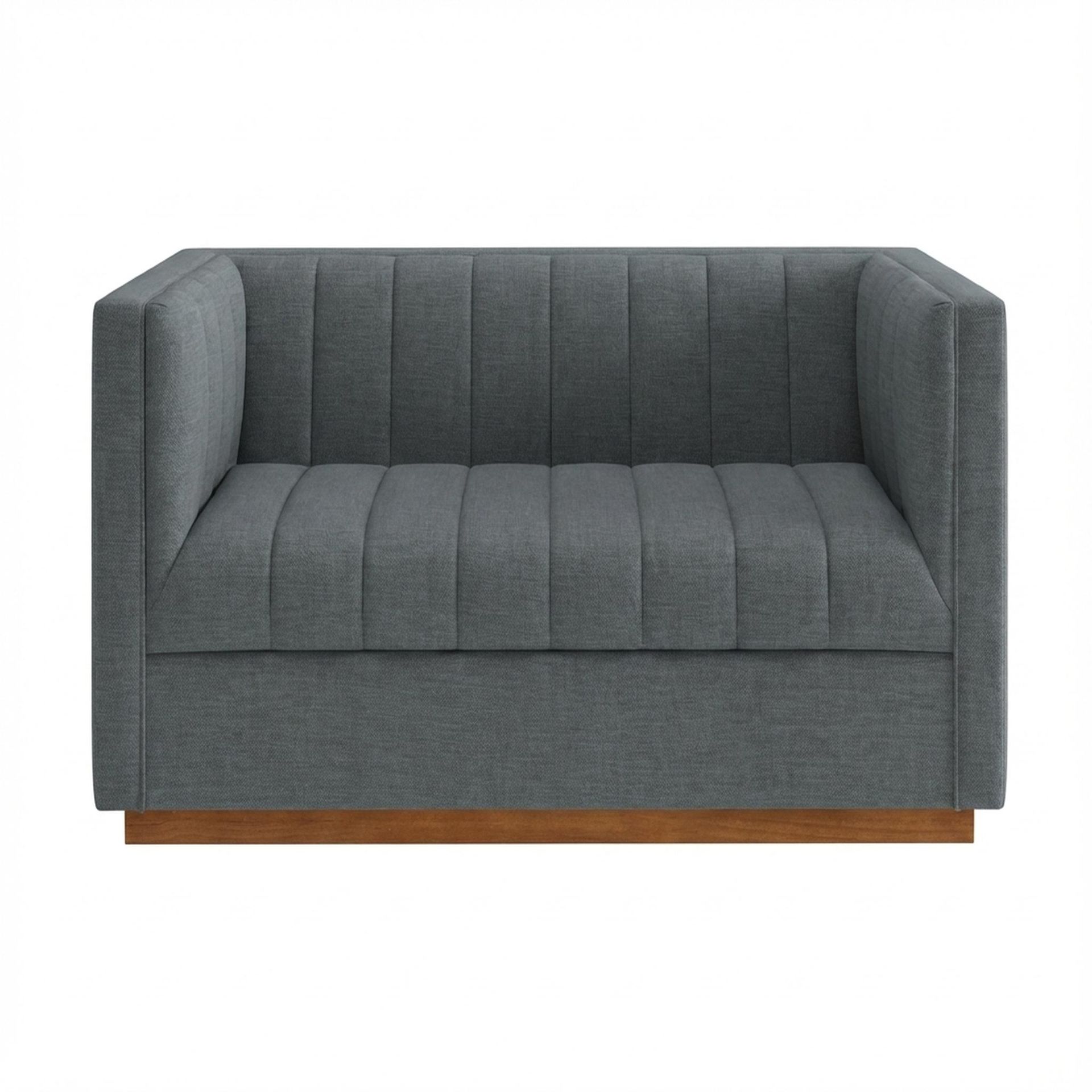 Hayden Home Premium Lagos 2 Seater Sofa, Warm Cedar Leg, Premium Steel Grey Upholstery