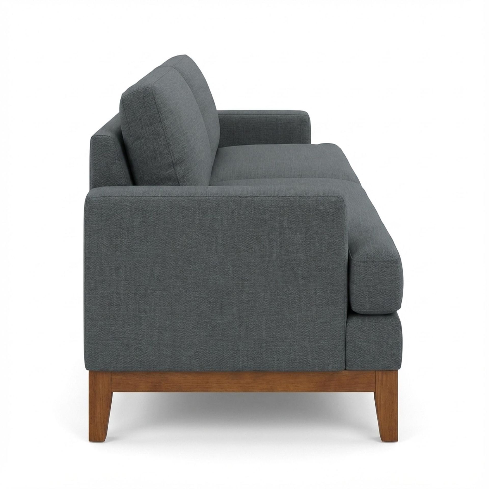 Hayden Home Premium Lagos 2 Seater Sofa, Warm Cedar Leg, Premium Steel Grey Upholstery