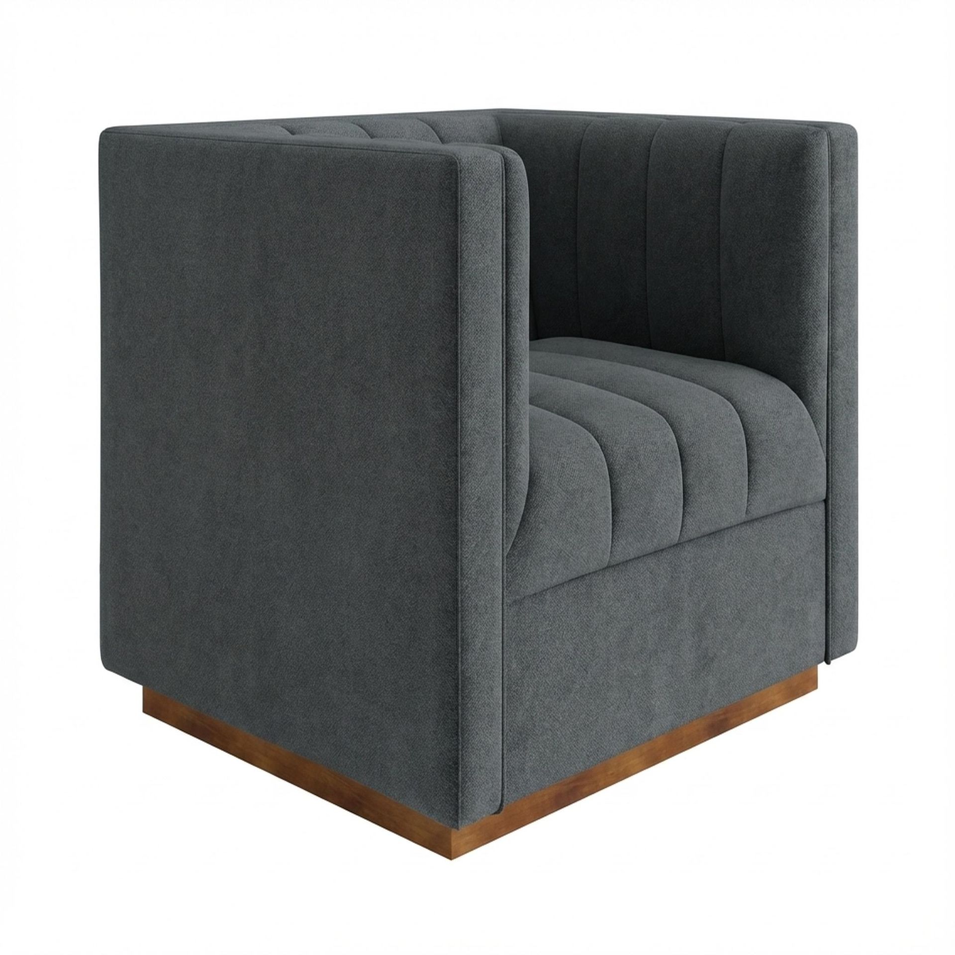 Hayden Home Premium Lagos 1 Seater Sofa, Warm Cedar Leg, Premium Fog Grey Upholstery