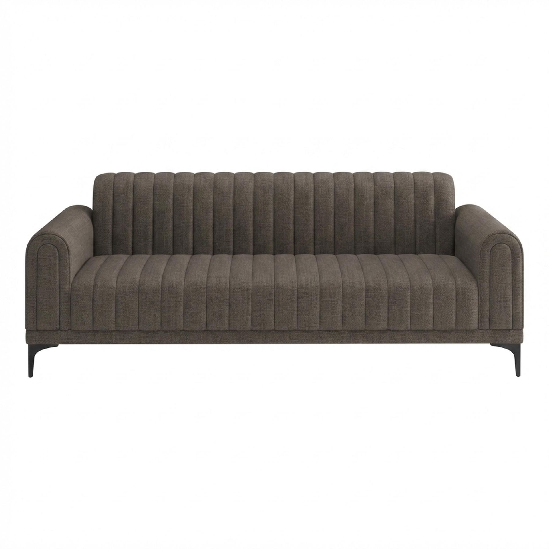 Hayden Home Premium New York 3 Seater Sofa, Matt Black Leg, Essential Chestnut Brown Upholstery