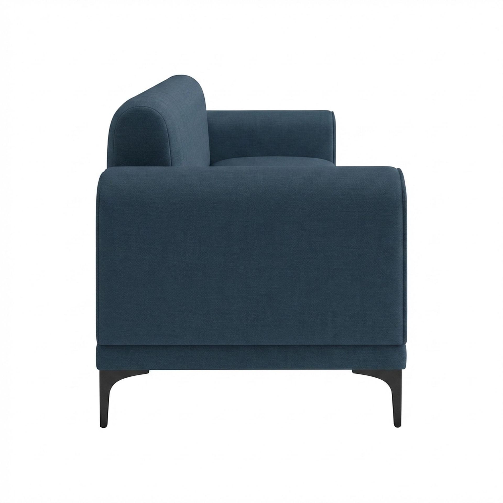 Hayden Home Premium New York 3 Seater Sofa, Matt Black Leg, Essential Aegean Blue Upholstery
