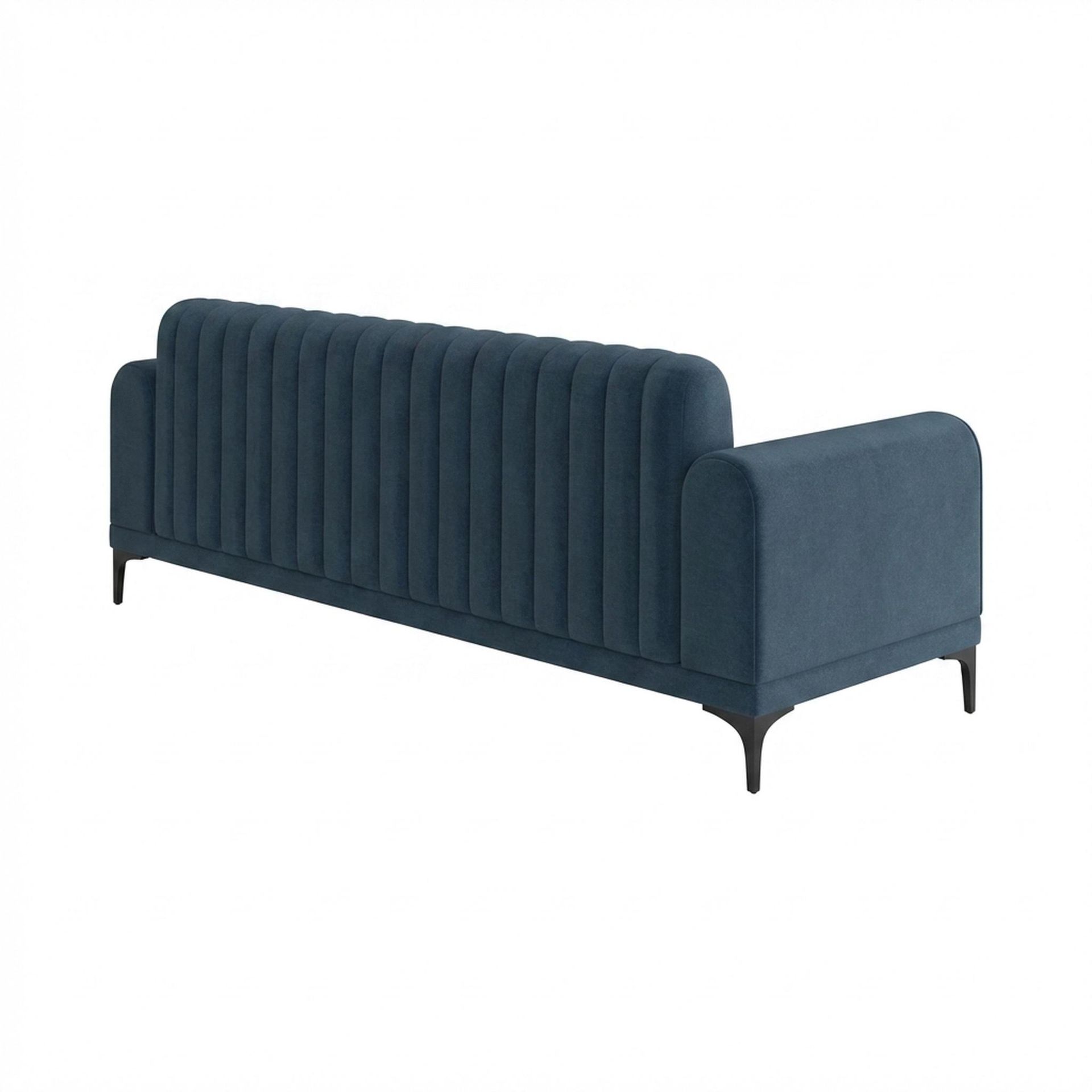 Hayden Home Premium New York 3 Seater Sofa, Matt Black Leg, Essential Aegean Blue Upholstery