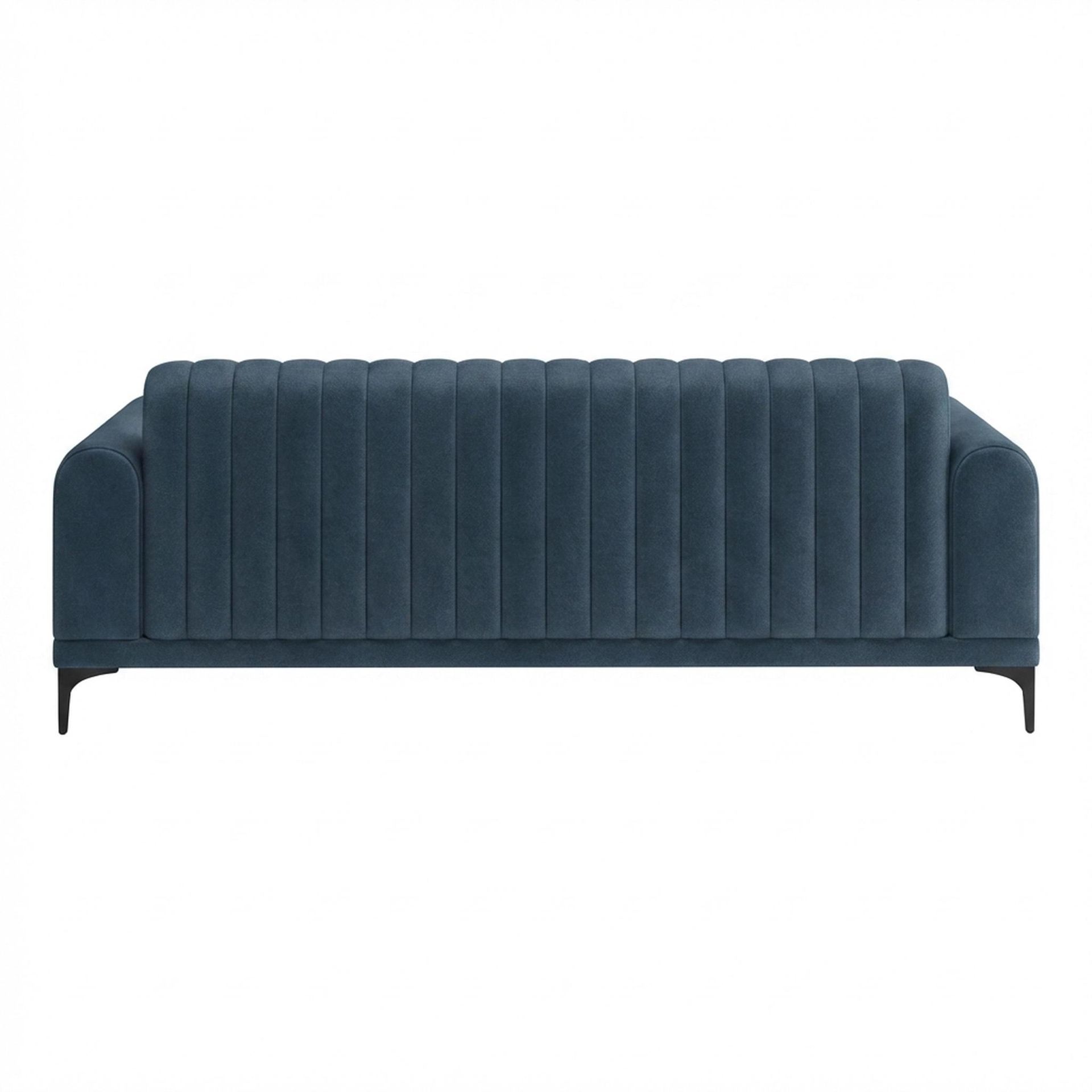 Hayden Home Premium New York 3 Seater Sofa, Matt Black Leg, Essential Aegean Blue Upholstery