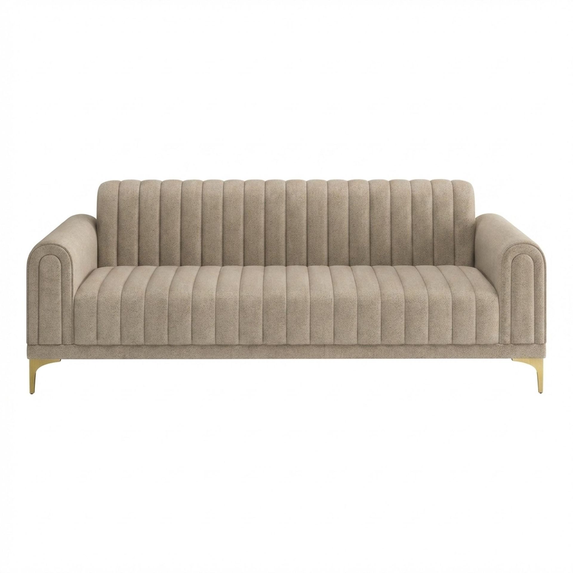 Hayden Home Premium New York 3 Seater Sofa, PVD Brushed Gold Leg, Premium Alabaster Upholstery