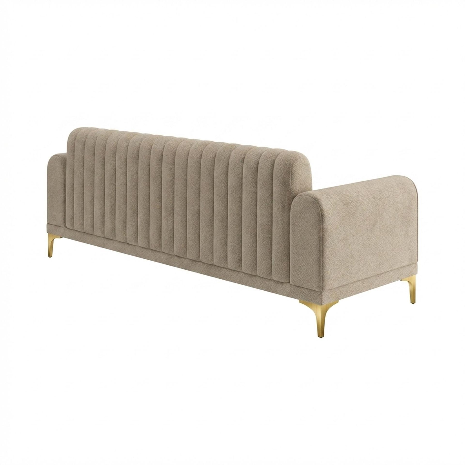 Hayden Home Premium New York 3 Seater Sofa, PVD Brushed Gold Leg, Premium Alabaster Upholstery