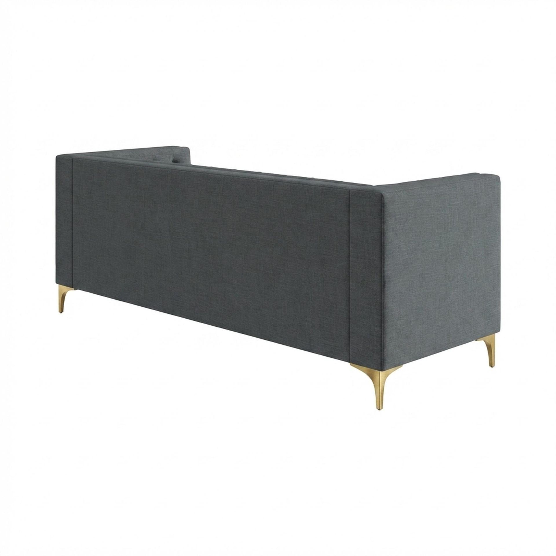 Hayden Home Premium Oslo 3 Seater Sofa, PVD Brushed Gold Leg, Premium Steel Grey Upholstery