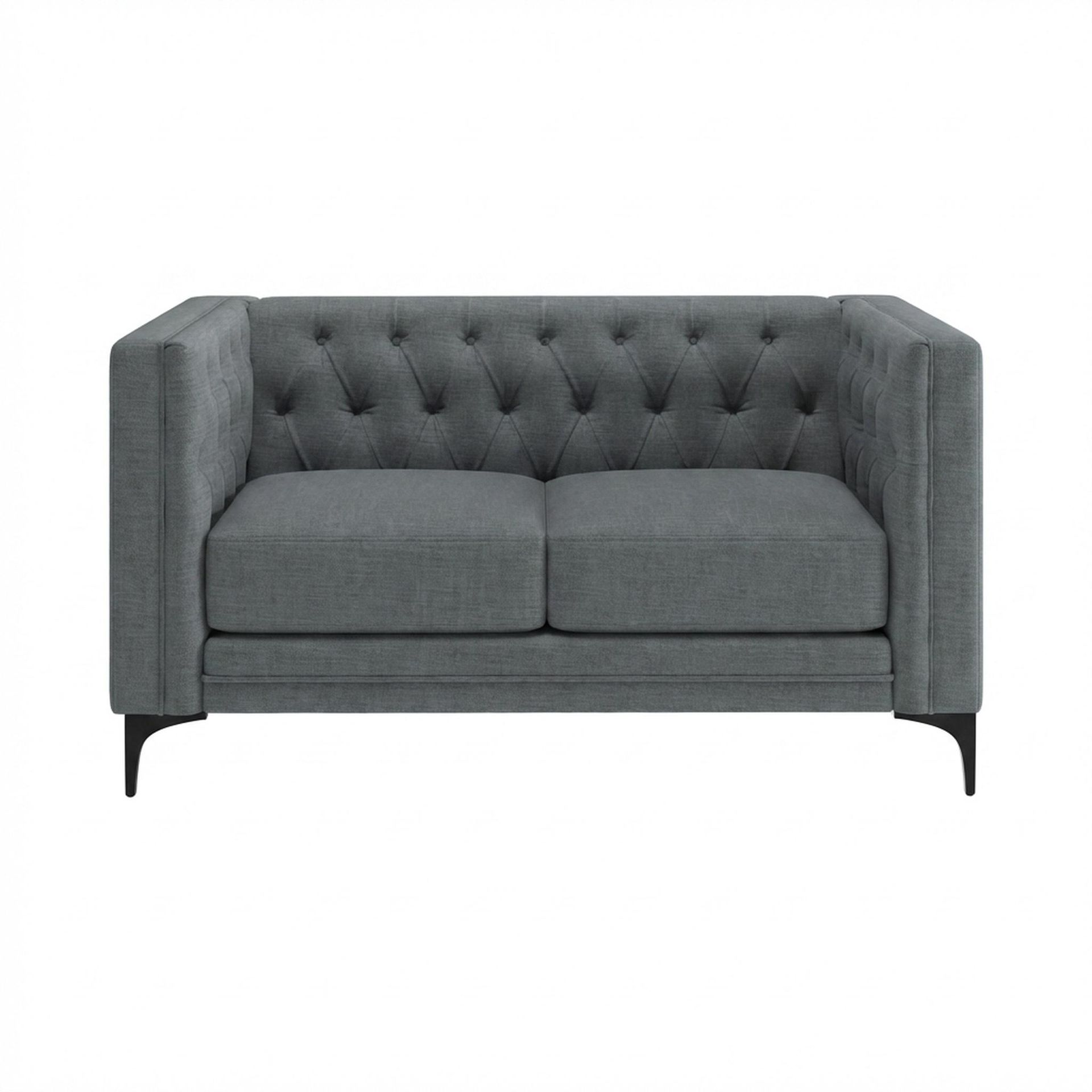 Hayden Home Premium Oslo 2 Seater Sofa, Matt Black Leg, Premium Steel Grey Upholstery