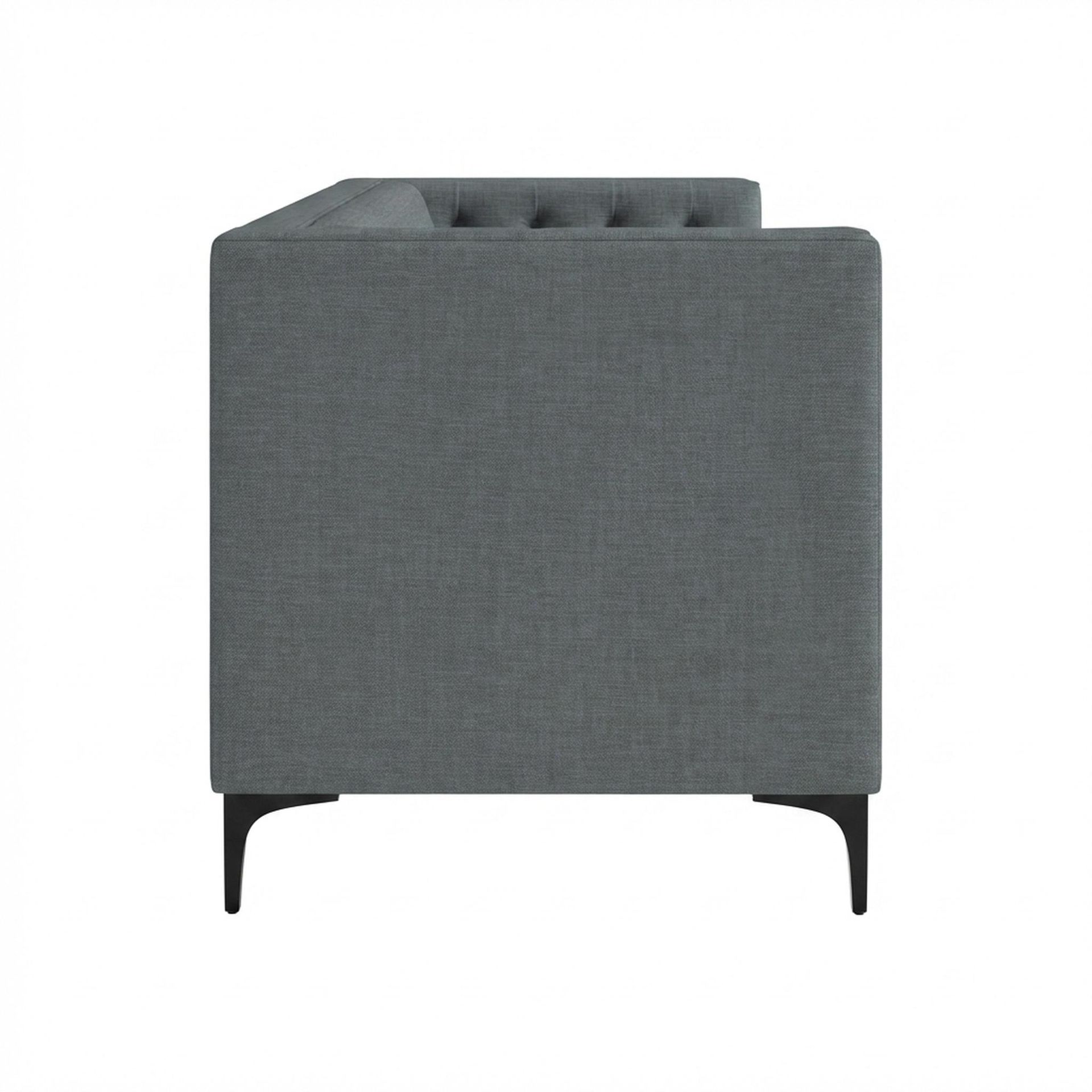 Hayden Home Premium Oslo 2 Seater Sofa, Matt Black Leg, Premium Steel Grey Upholstery