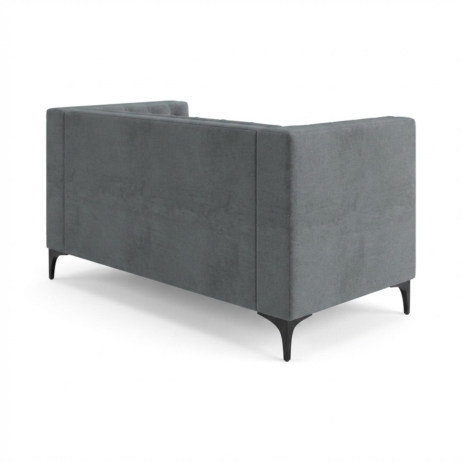 Hayden Home Premium Oslo 2 Seater Sofa, Matt Black Leg, Premium Steel Grey Upholstery