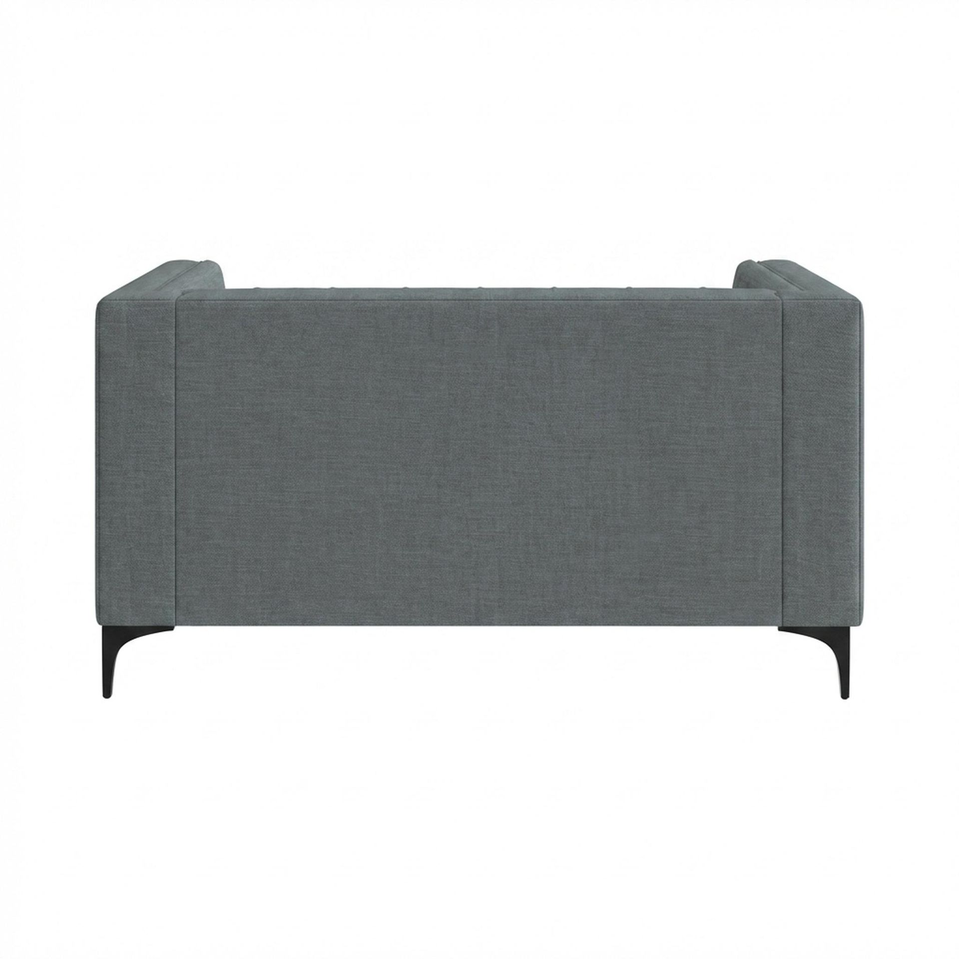 Hayden Home Premium Oslo 2 Seater Sofa, Matt Black Leg, Premium Steel Grey Upholstery